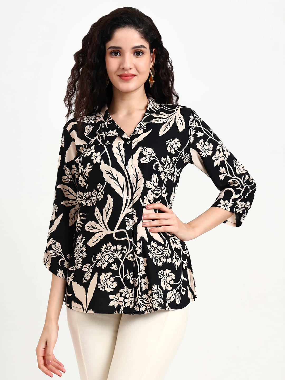     			Divena Women's Viscose Rayon A-Line Top ( Black )