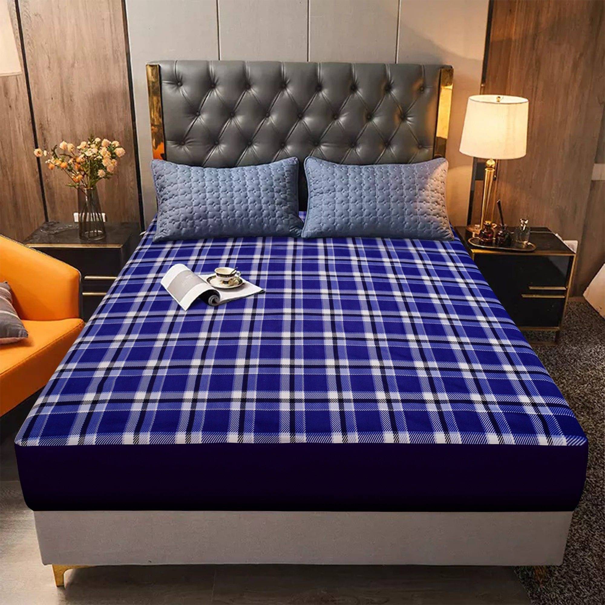 Dream Care Blue Cotton Mattress Cover     			Dream Care Blue Cotton Mattress Cover