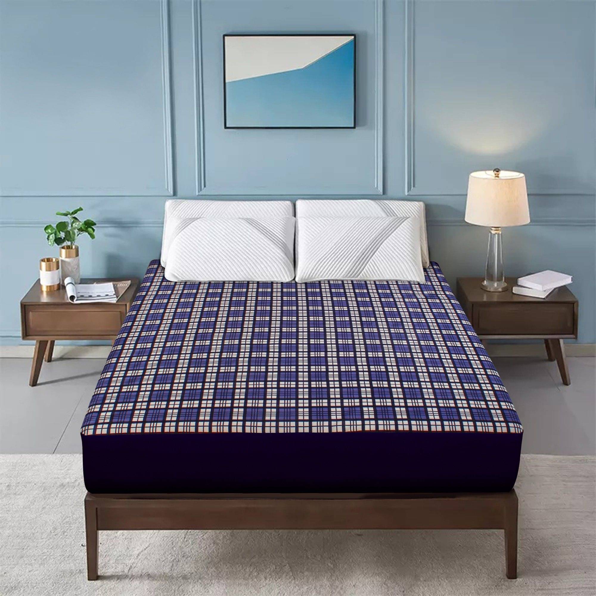 Dream Care Blue Cotton Mattress Cover     			Dream Care Blue Cotton Mattress Cover