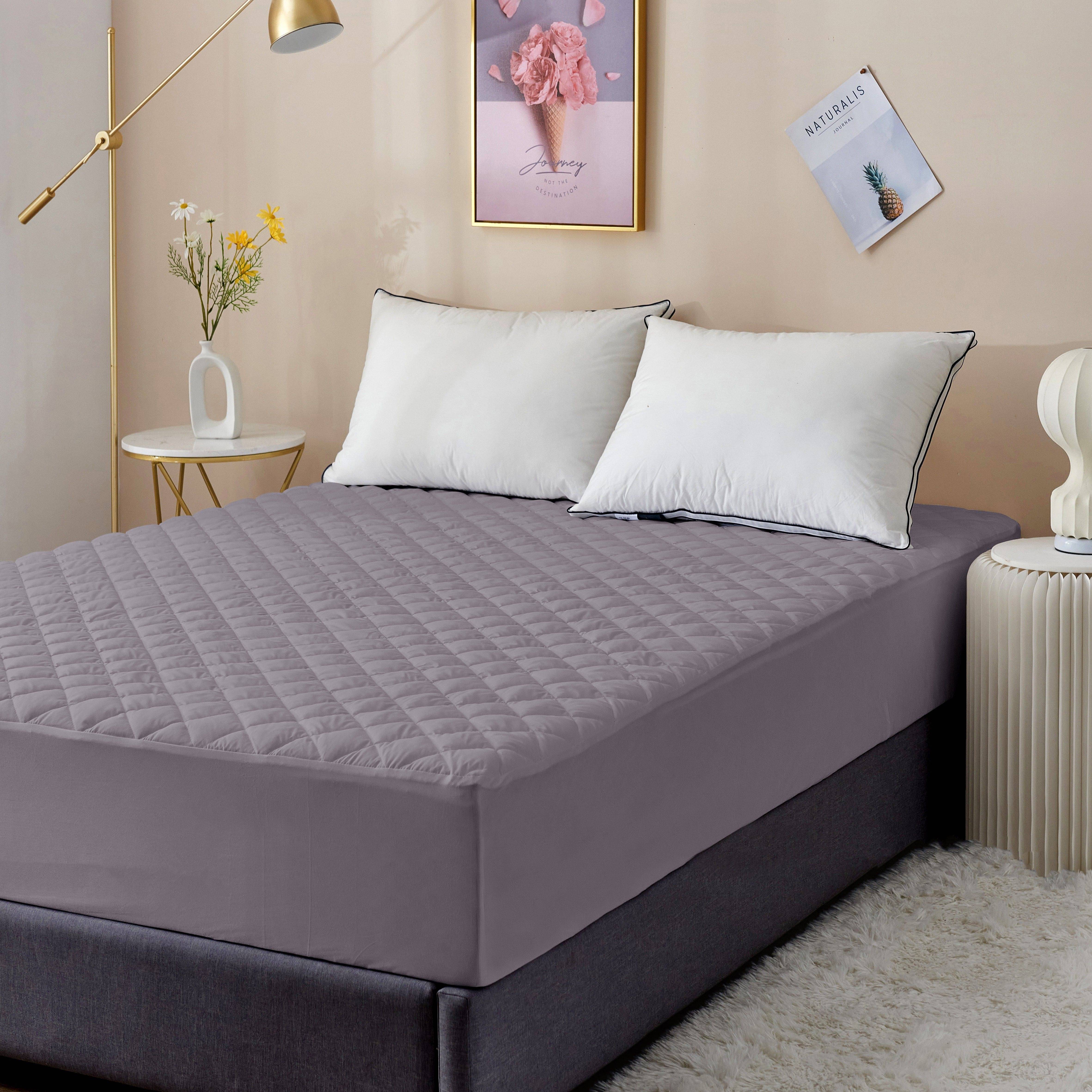 Dream Care Grey Quilted Mattress Cover     			Dream Care Grey Quilted Mattress Cover