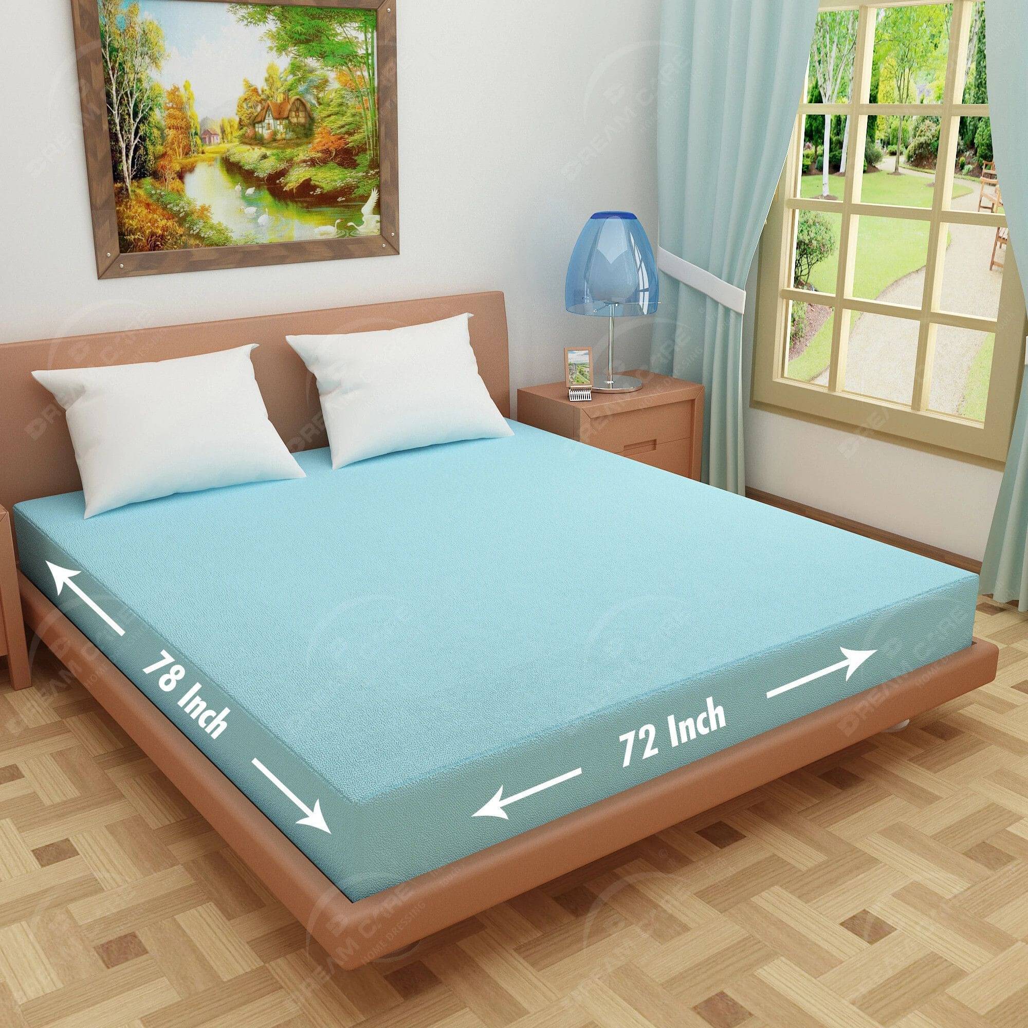 Dream Care Sky Blue Cotton Mattress Cover     			Dream Care Sky Blue Cotton Mattress Cover