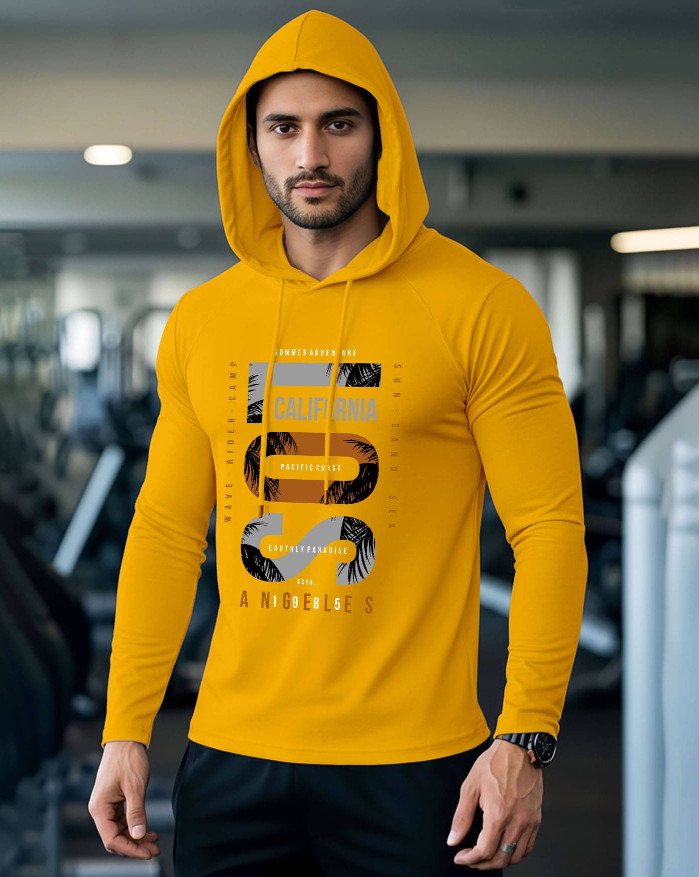     			ENITOR Men Cotton Blend Regular Fit Printed T-Shirt ( Mustard )