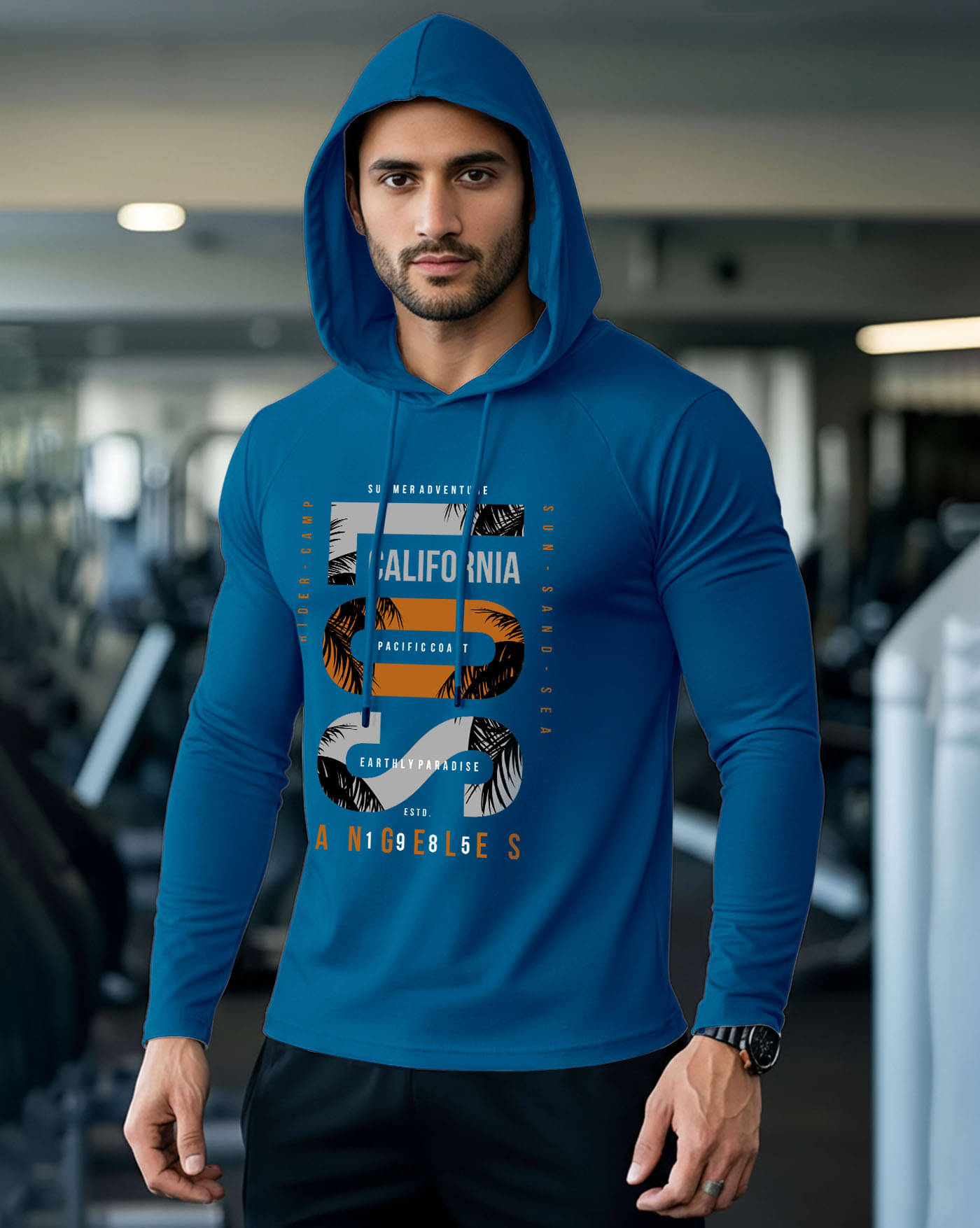     			ENITOR Men Cotton Blend Regular Fit Printed T-Shirt ( Teal Blue )