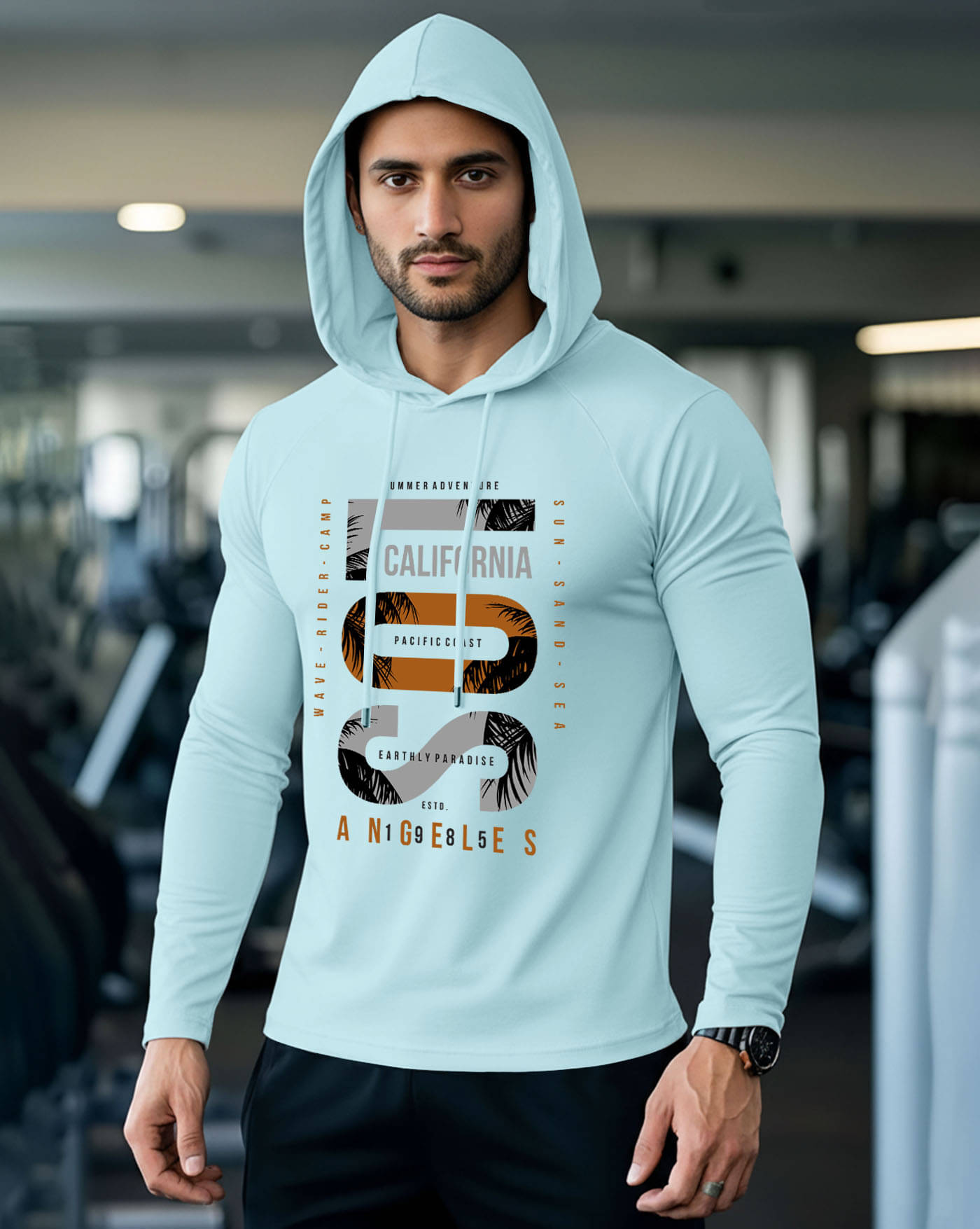     			ENITOR Men Cotton Blend Regular Fit Printed T-Shirt ( Sky Blue )