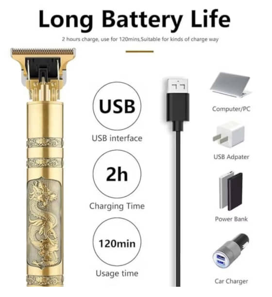 Gatih Hair Trimmer Gold Cordless Moustache Trimmer With 120 minutes Runtime