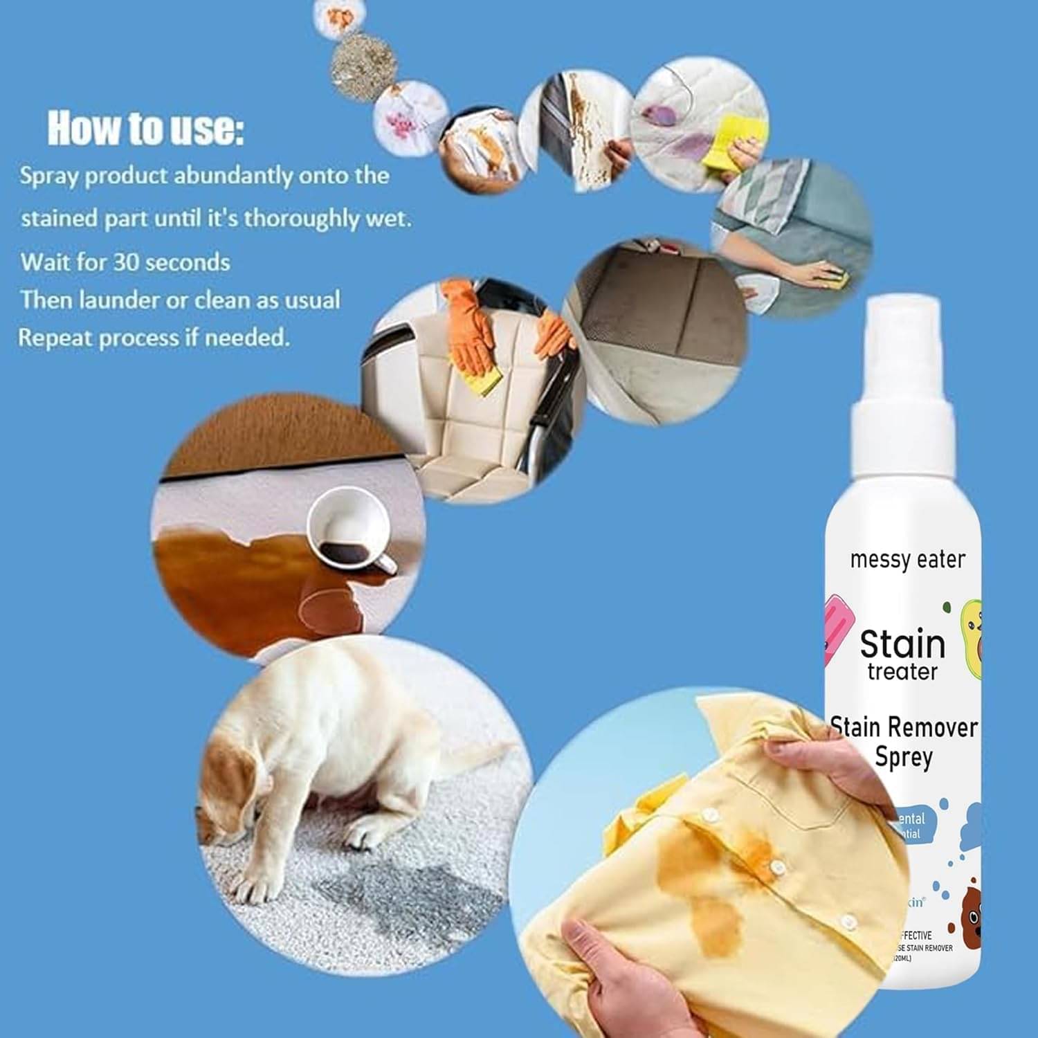     			Gatih Remover for Spots on Clothes Stain Remover Spray Stain Remover for Spots on Clothe, Carpet, Laundry 120 mL
