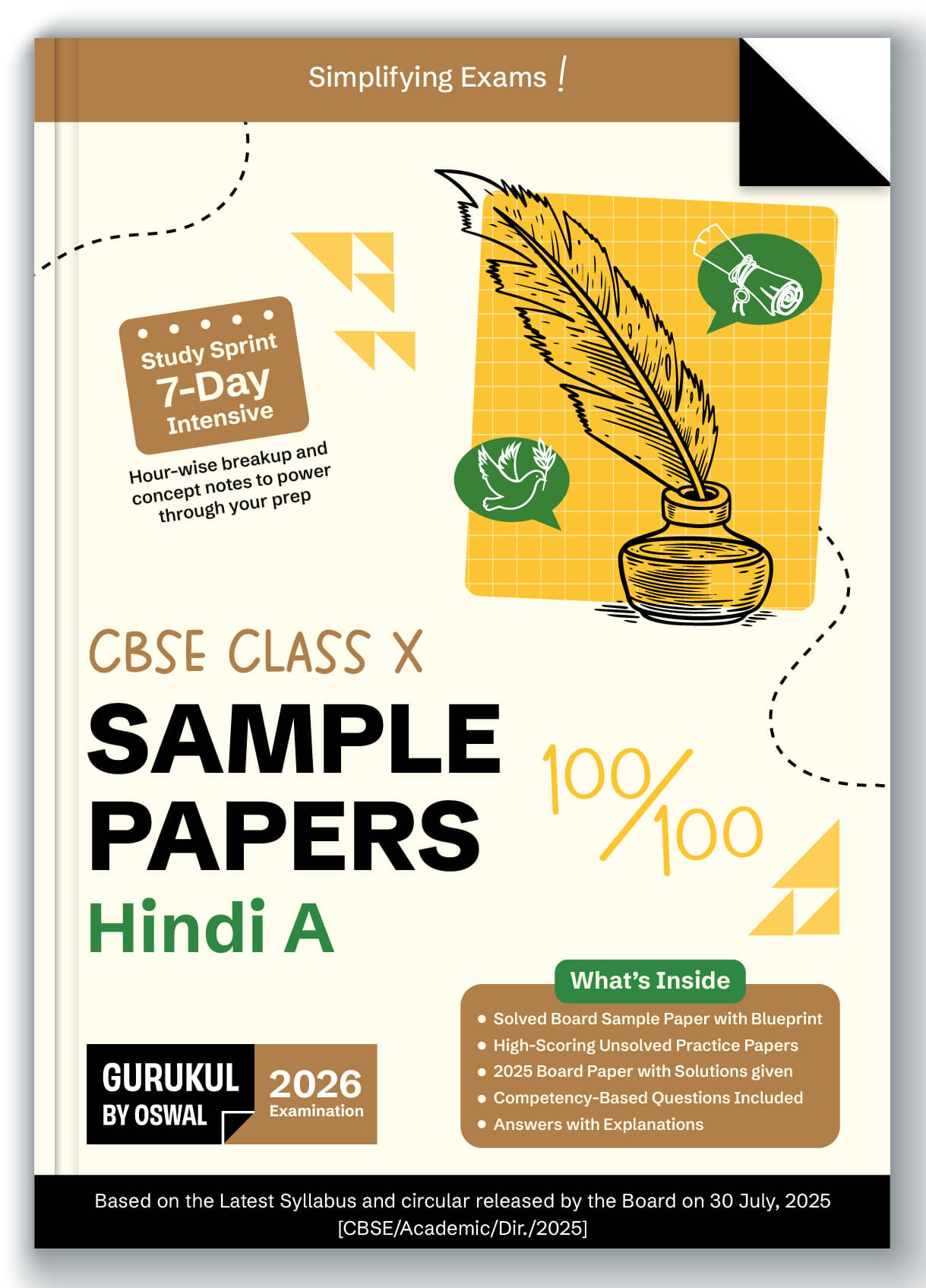     			Gurukul By Oswal Hindi A Sample Papers for CBSE Class 10 Board Exam 2026 : Fully Solved New SQP 2025-26, Solved Sample Papers, Unsolved Sample Papers,