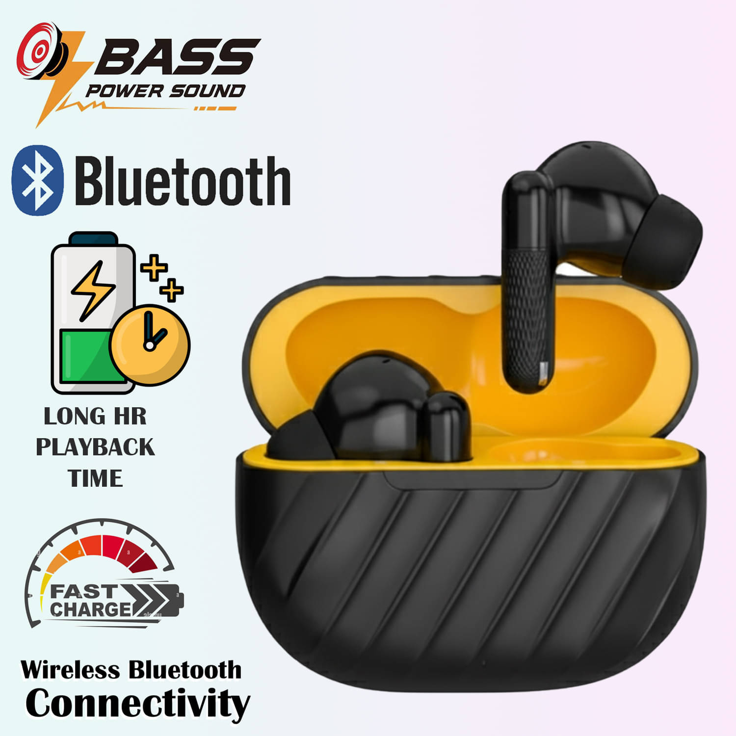 HUG PUPPY Bluetooth Earbuds | 30 Hours Battery Life | Stereo Sound | Touch Sensor | Type-C Charging Case | Wireless Earphones (Black)     			HUG PUPPY Bluetooth Earbuds | 30 Hours Battery Life | Stereo Sound | Touch Sensor | Type-C Charging Case | Wireless Earphones (Black)