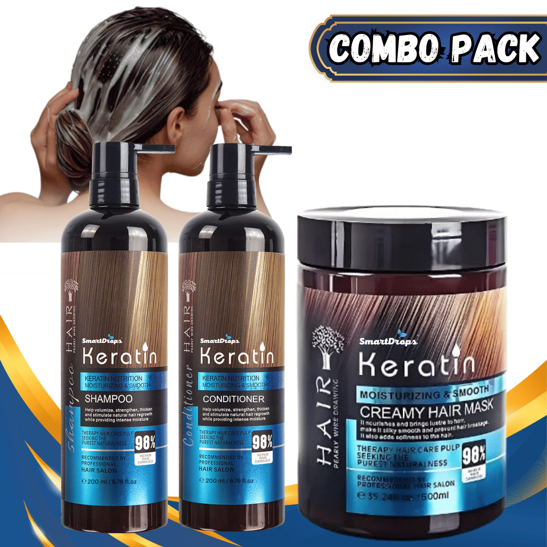 Hair Repair Combo With Anti Dandruff Keratin Hair Mask, Shampoo & Conditioner | Hair Care Combo Use for Men And Women