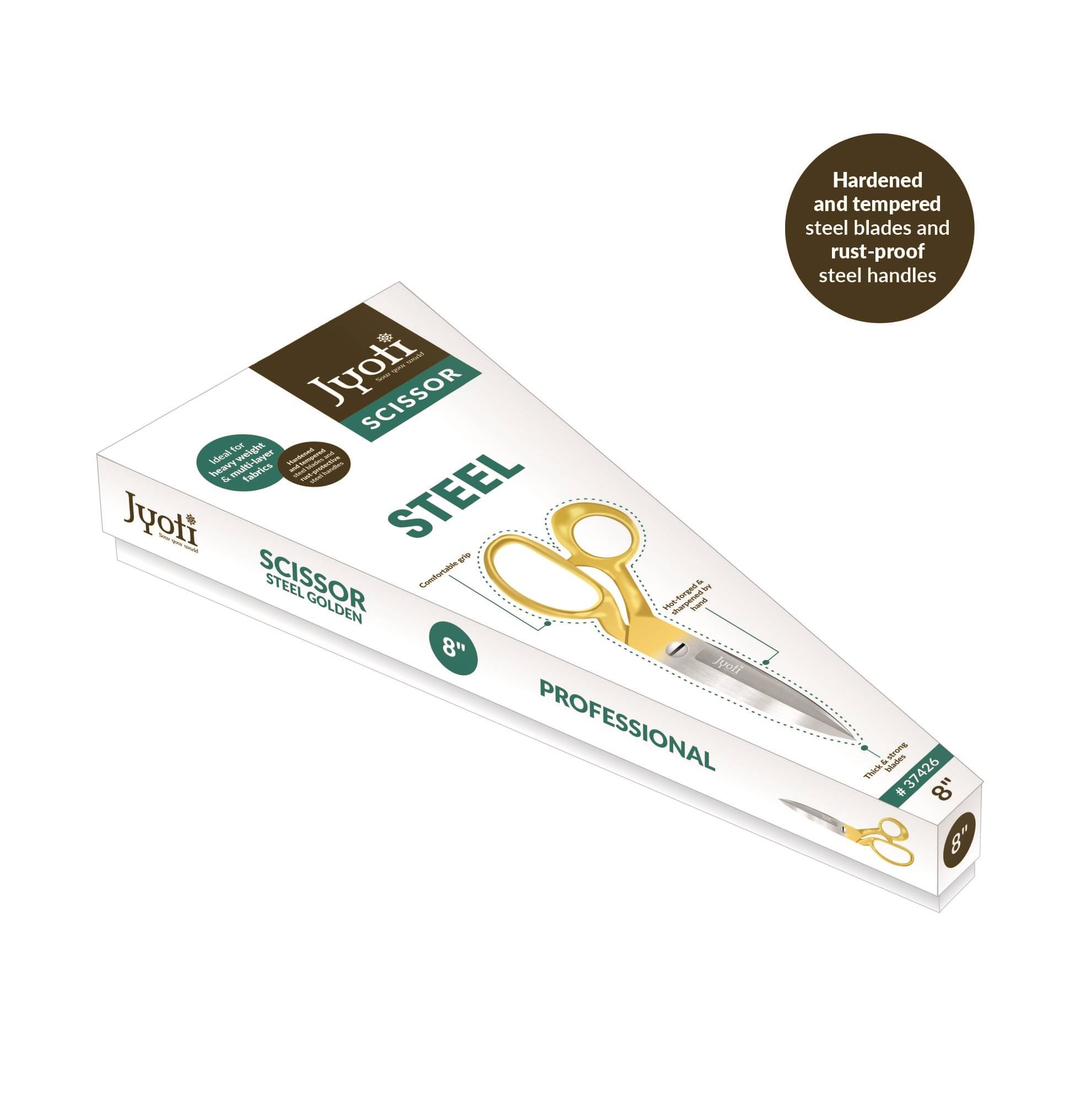     			Jyoti Scissor 8" Steel Golden - Pack of 1