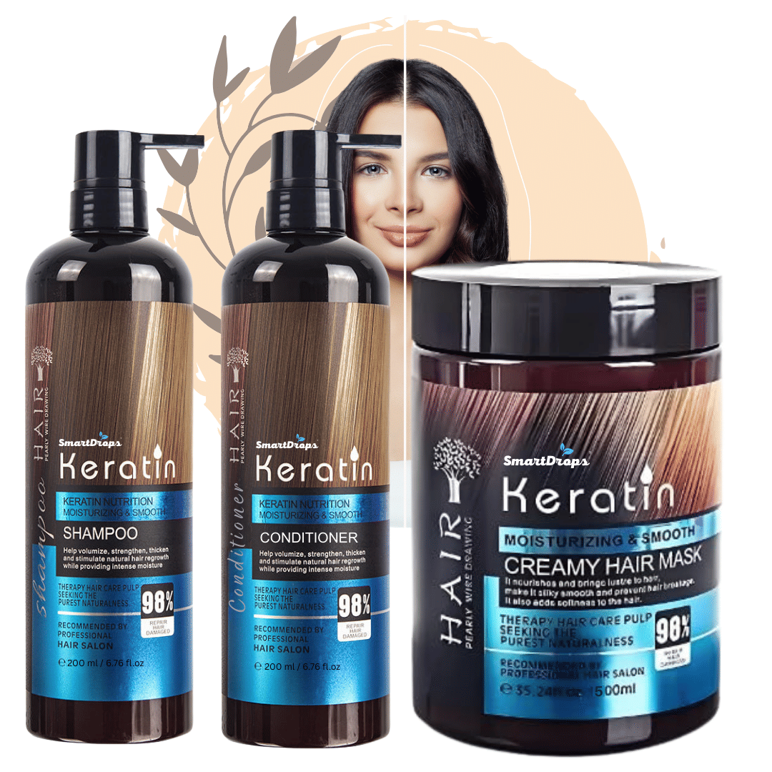     			Keratin Hair Growth & Damage Repair Combo Shampoo Conditioner & Hair Mask for Men & Women