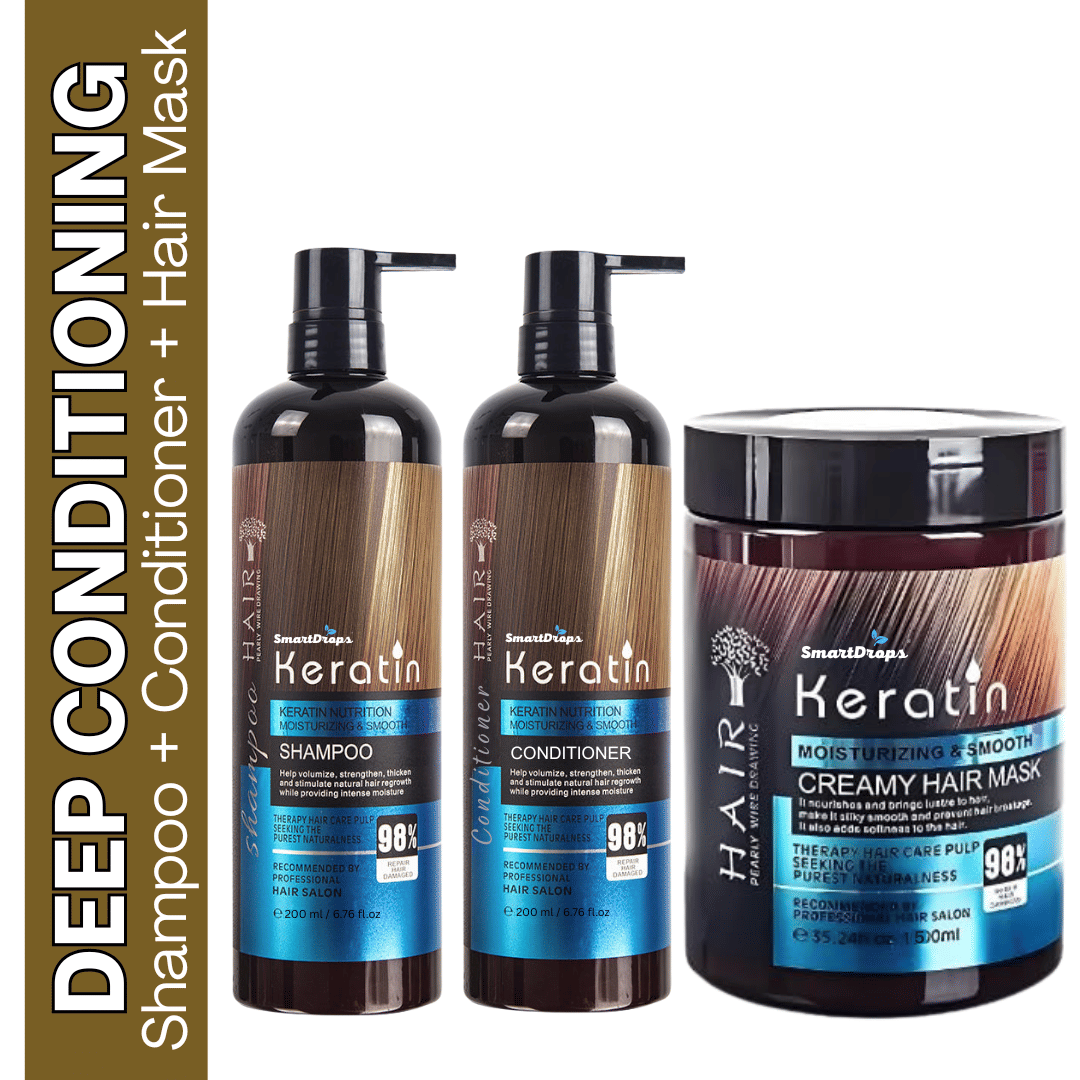     			Keratin Hair Shampoo, Conditioner & Keratin Hair Mask Combo for Men & Women for Hair Shine & Smoothening
