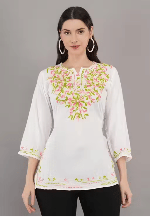     			LIBAAS INDIA Women Cotton Embroidered A-line Kurti ( Multicoloured )