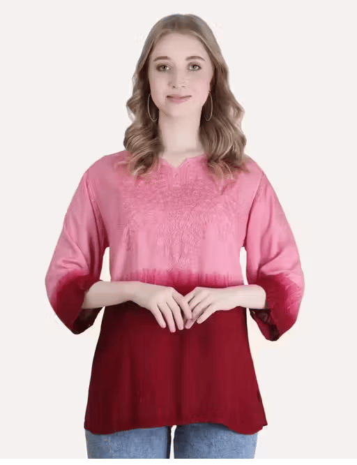     			LIBAAS INDIA Women Rayon Embroidered A-line Kurti ( Maroon )