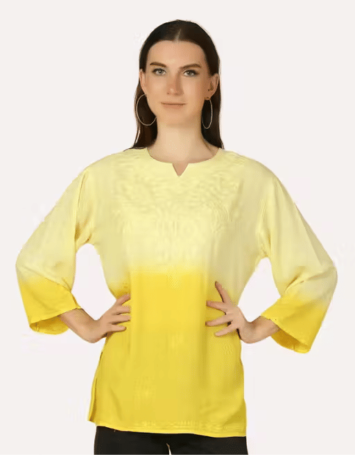     			LIBAAS INDIA Women Rayon Embroidered A-line Kurti ( Yellow )