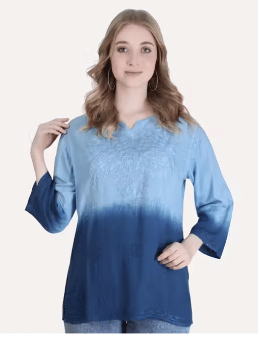     			LIBAAS INDIA Women Rayon Embroidered A-line Kurti ( Blue )