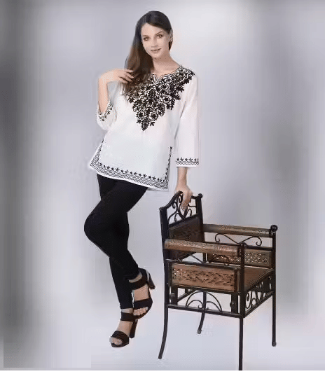     			LIBAAS INDIA Women Rayon Embroidered A-line Kurti ( Black )