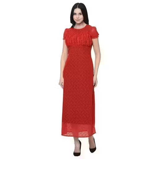     			Lilyn Women Net A-line Dress ( Red )