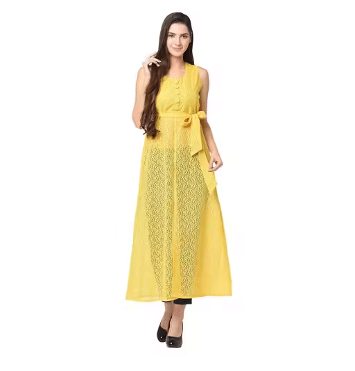     			Lilyn Women Net A-line Dress ( Yellow )
