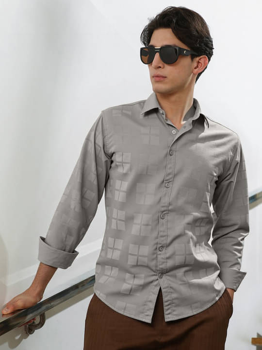 NEW-18 Satin Regular Fit Checks Full Sleeves Men's Casual Shirt - Grey ( Pack of 1 ) NEW-18 Satin Regular Fit Checks Full Sleeves Men's Casual Shirt - Grey ( Pack of 1 )