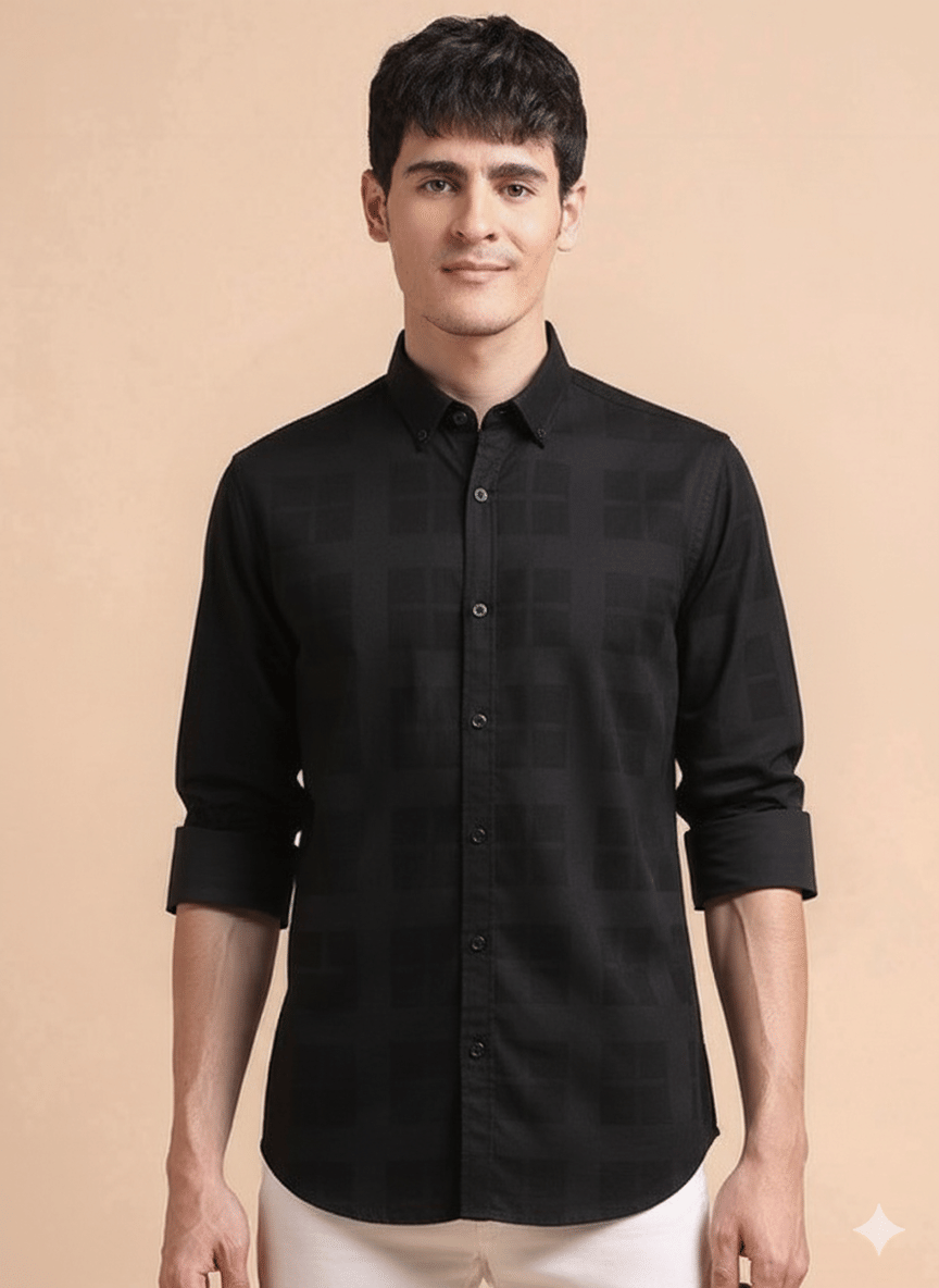 NEW-18 Satin Regular Fit Checks Full Sleeves Men's Casual Shirt - Black ( Pack of 1 ) NEW-18 Satin Regular Fit Checks Full Sleeves Men's Casual Shirt - Black ( Pack of 1 )