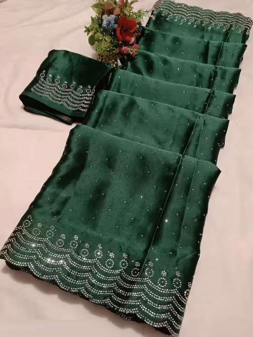     			PARVANYA FASHION HUB Georgette Printed Regular Saree With Unstitched Blouse Piece ( Green )