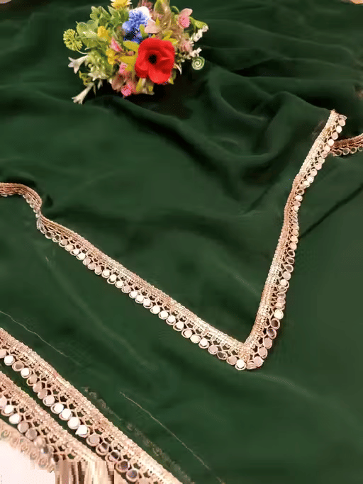     			PARVANYA FASHION HUB Georgette Solid Regular Saree With Unstitched Blouse Piece ( Lime Green )