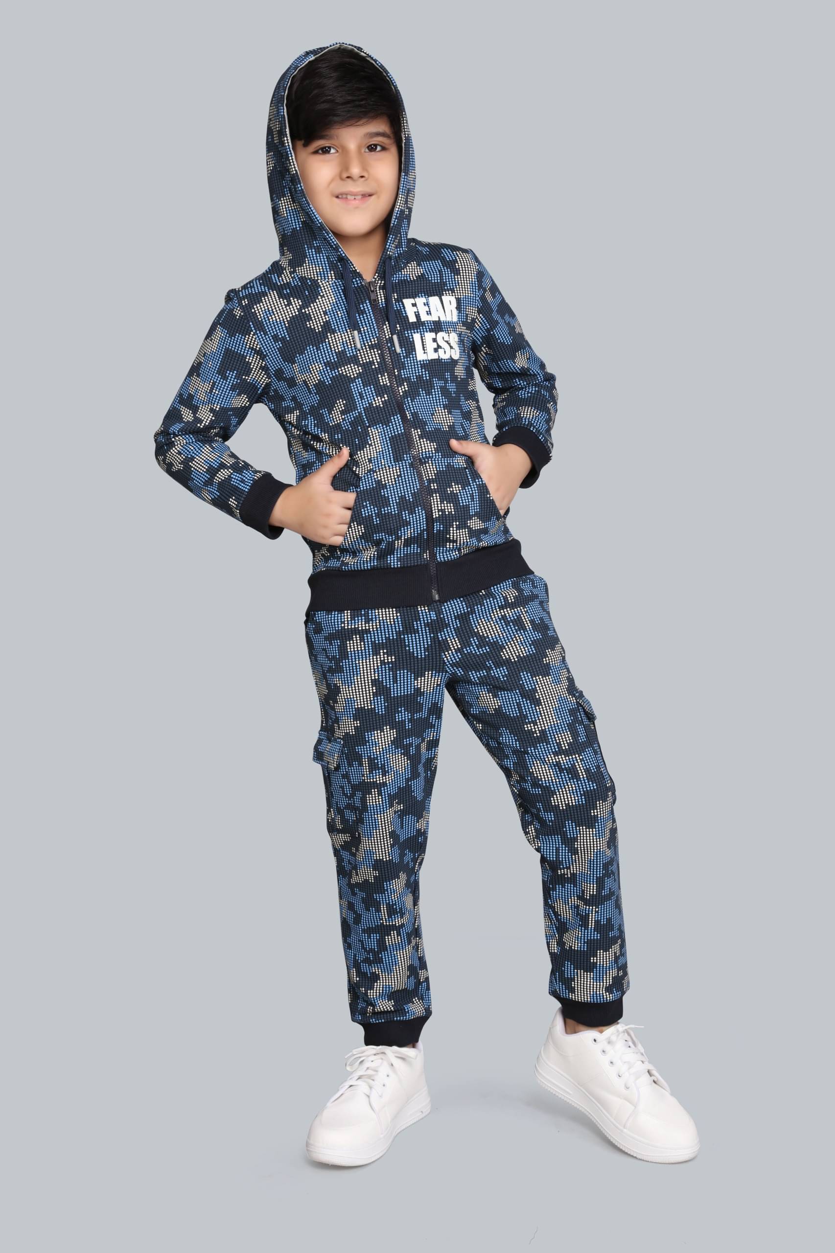     			PLUM TREE Pack of 1 Boys Cotton Sweatshirt & Trackpant Set ( Blue )