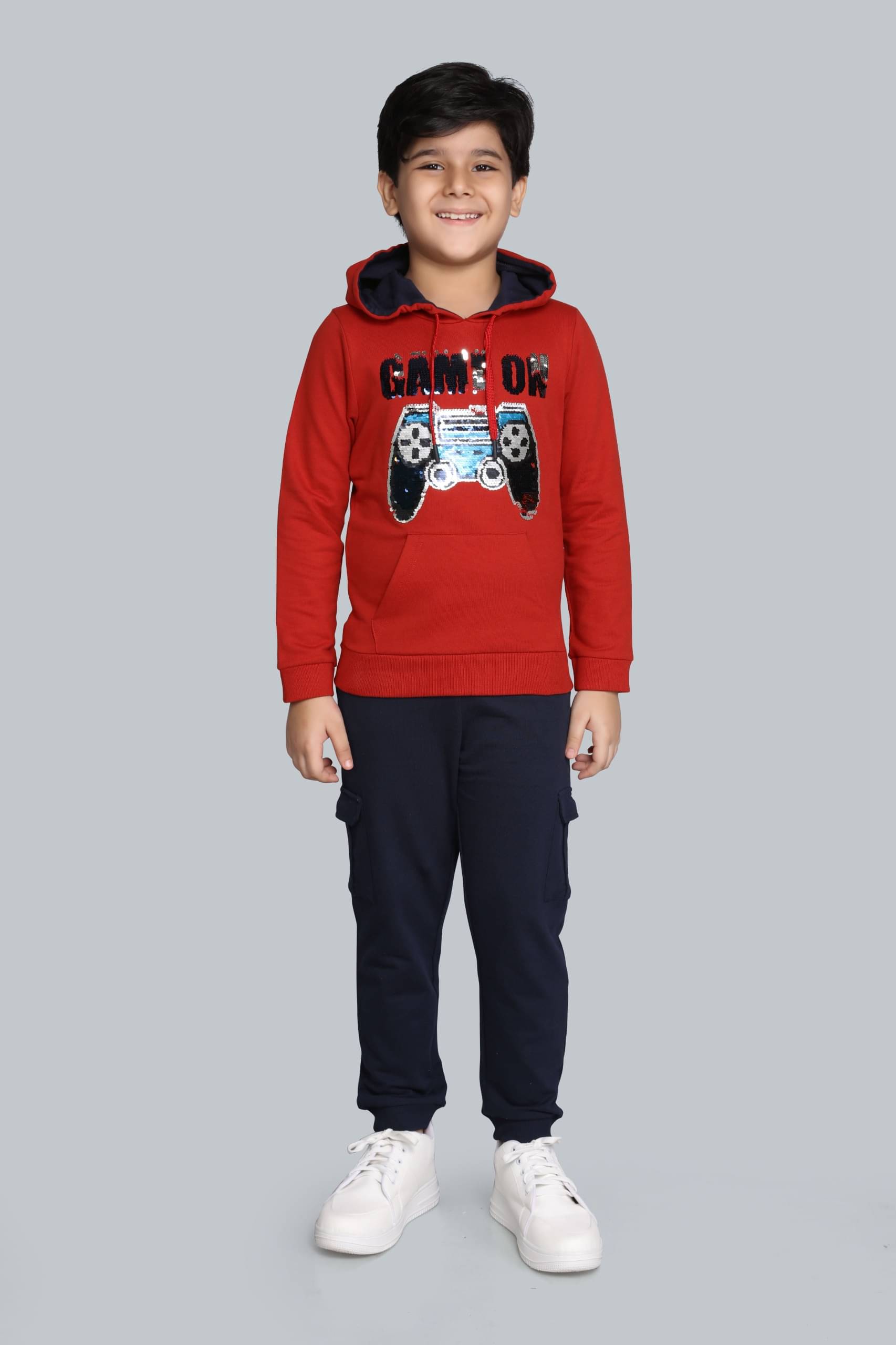     			PLUM TREE Pack of 1 Boys Cotton Sweatshirt & Trackpant Set ( Red )