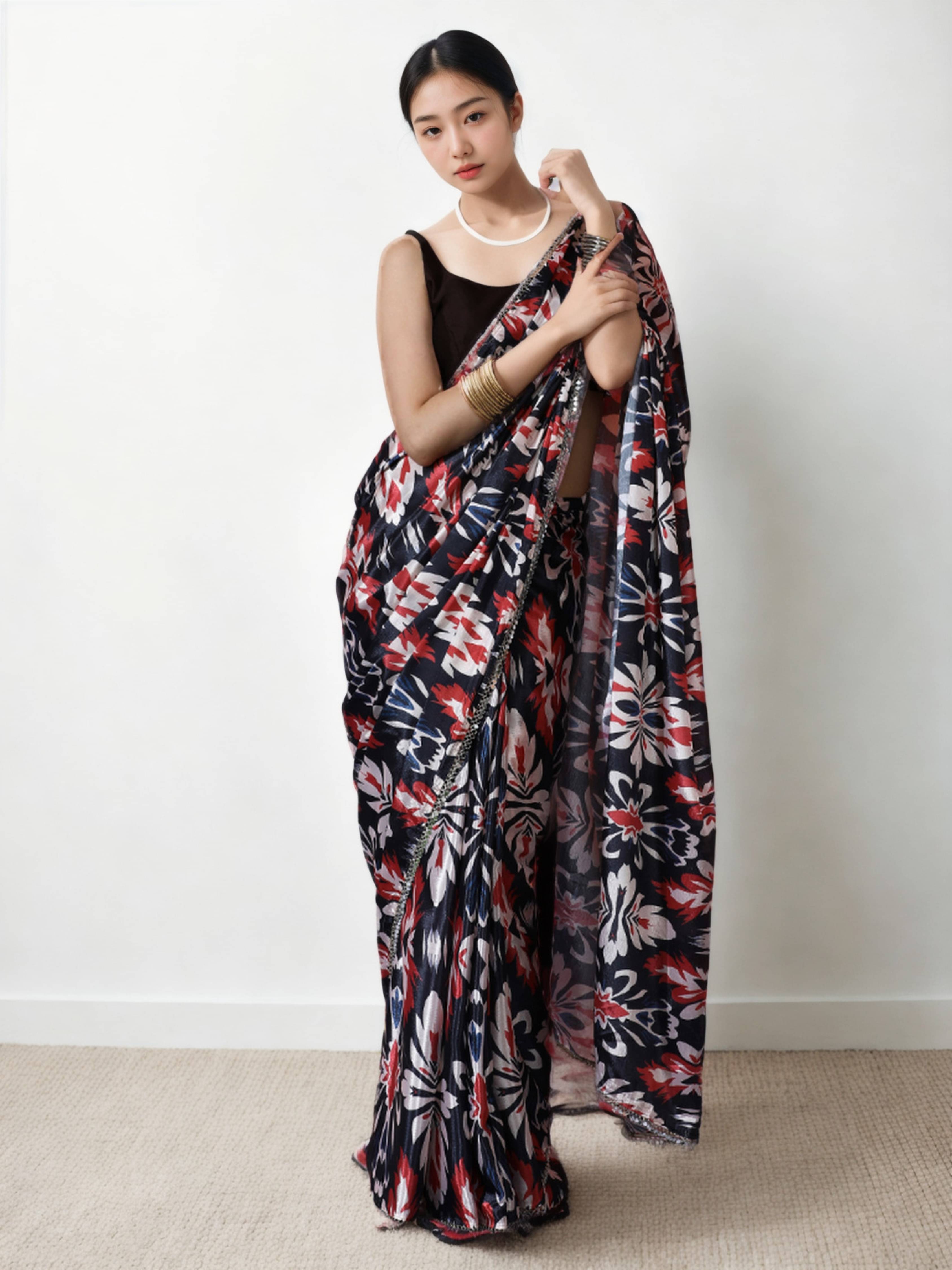 Panbai sarees Chiffon Printed Regular Saree With Unstitched Blouse Piece ( Red ) Panbai sarees Chiffon Printed Regular Saree With Unstitched Blouse Piece ( Red )