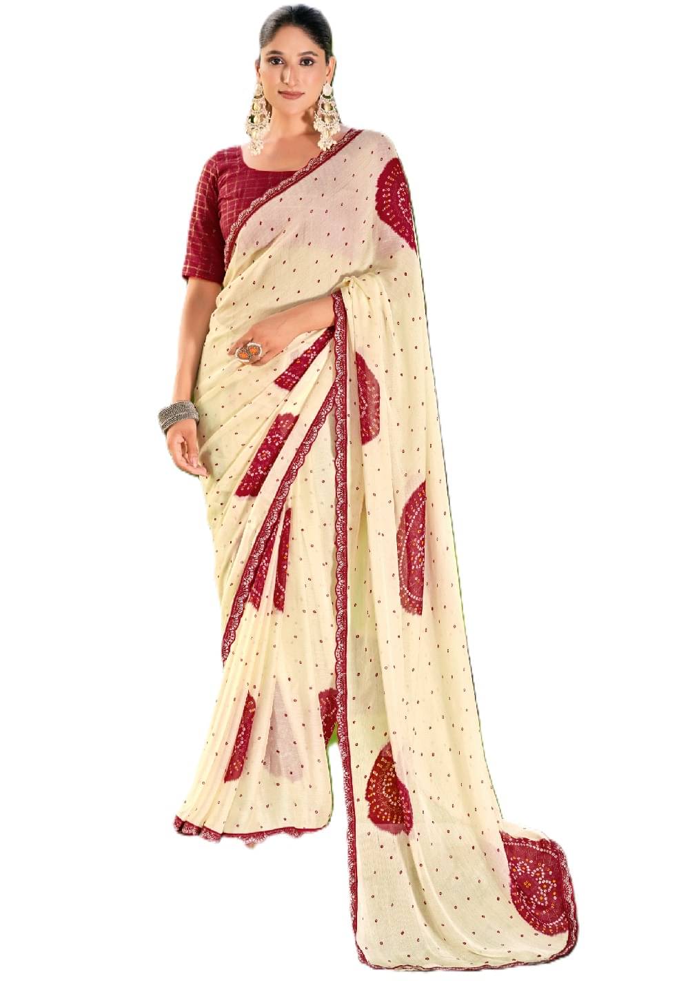     			Panbai sarees Chiffon Solid Regular Saree Without Blouse Piece ( Maroon )