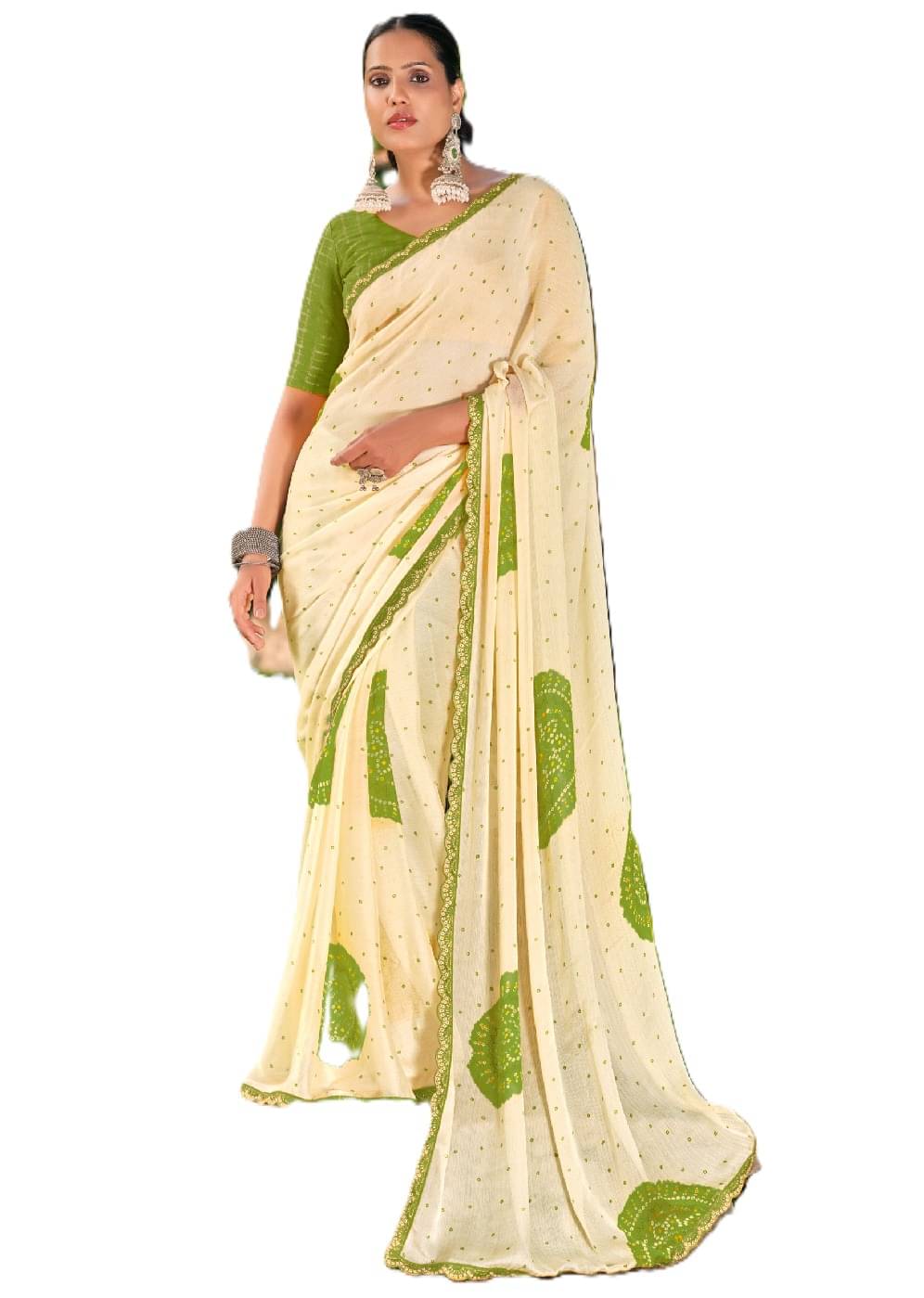     			Panbai sarees Chiffon Solid Regular Saree Without Blouse Piece ( Sea Green )