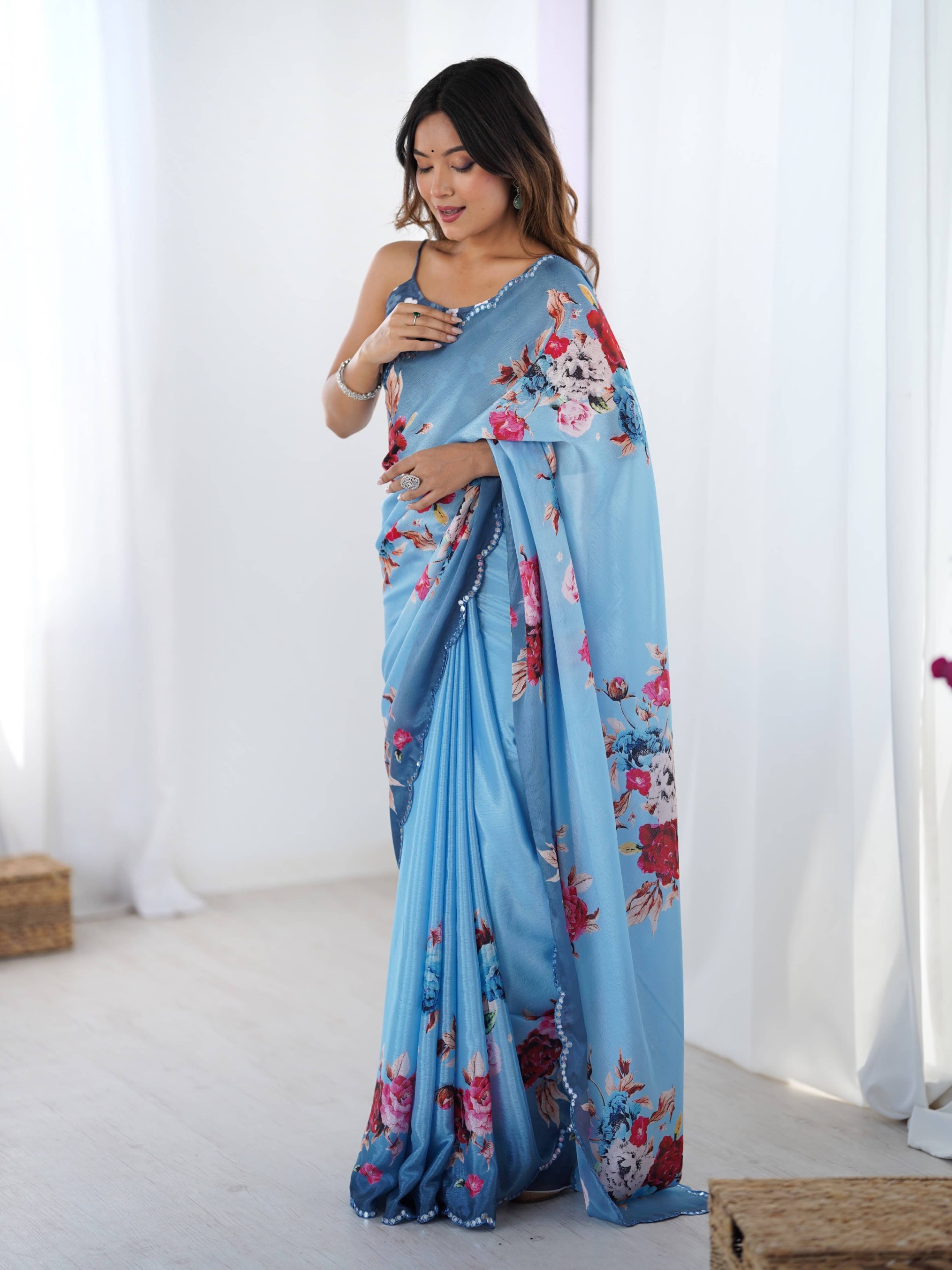     			Panbai sarees Chiffon Solid Regular Saree Without Blouse Piece ( Navy Blue )
