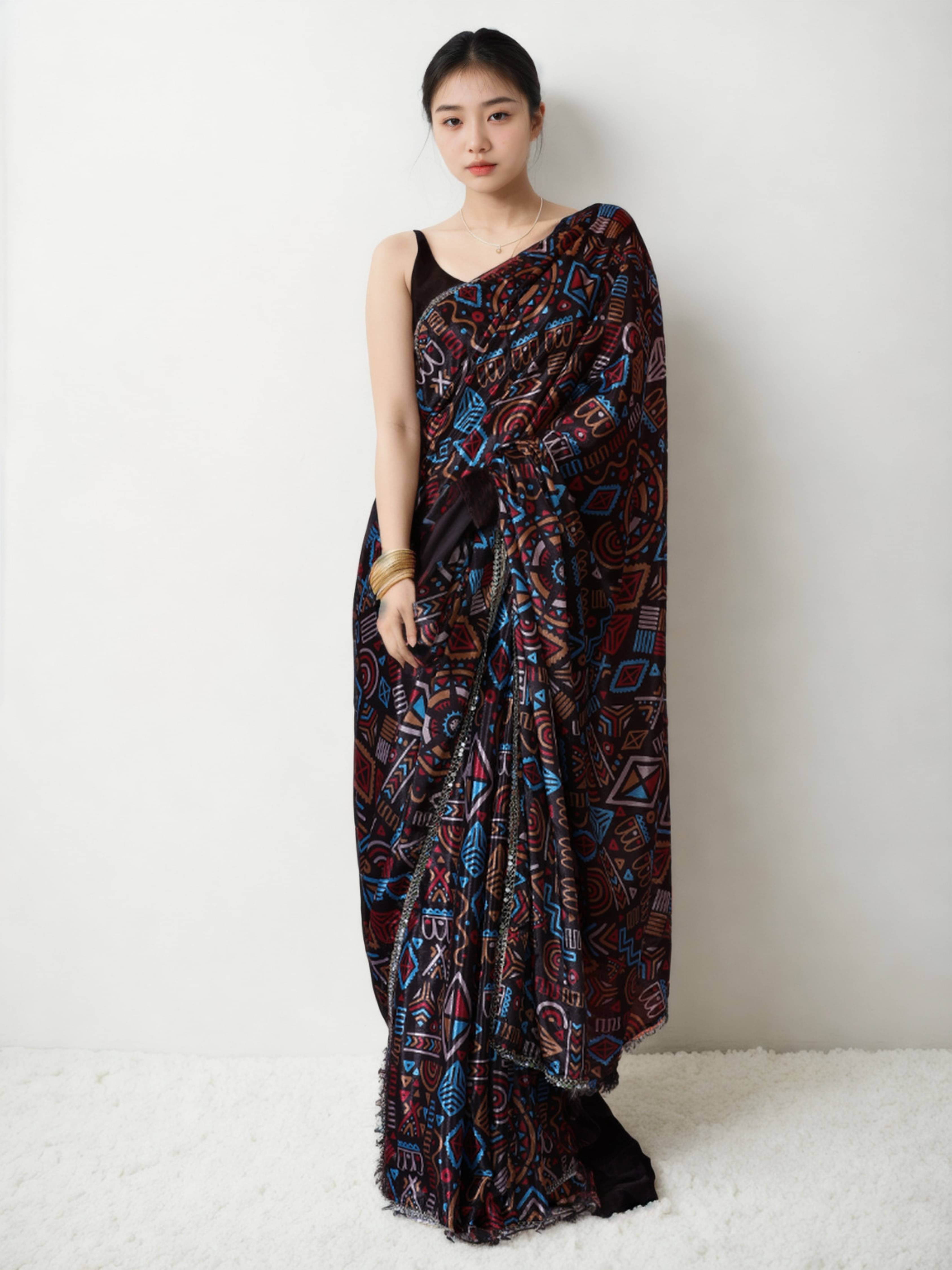 Panbai sarees Chiffon Solid Regular Saree With Unstitched Blouse Piece ( Multicolor )     			Panbai sarees Chiffon Solid Regular Saree With Unstitched Blouse Piece ( Multicolor )