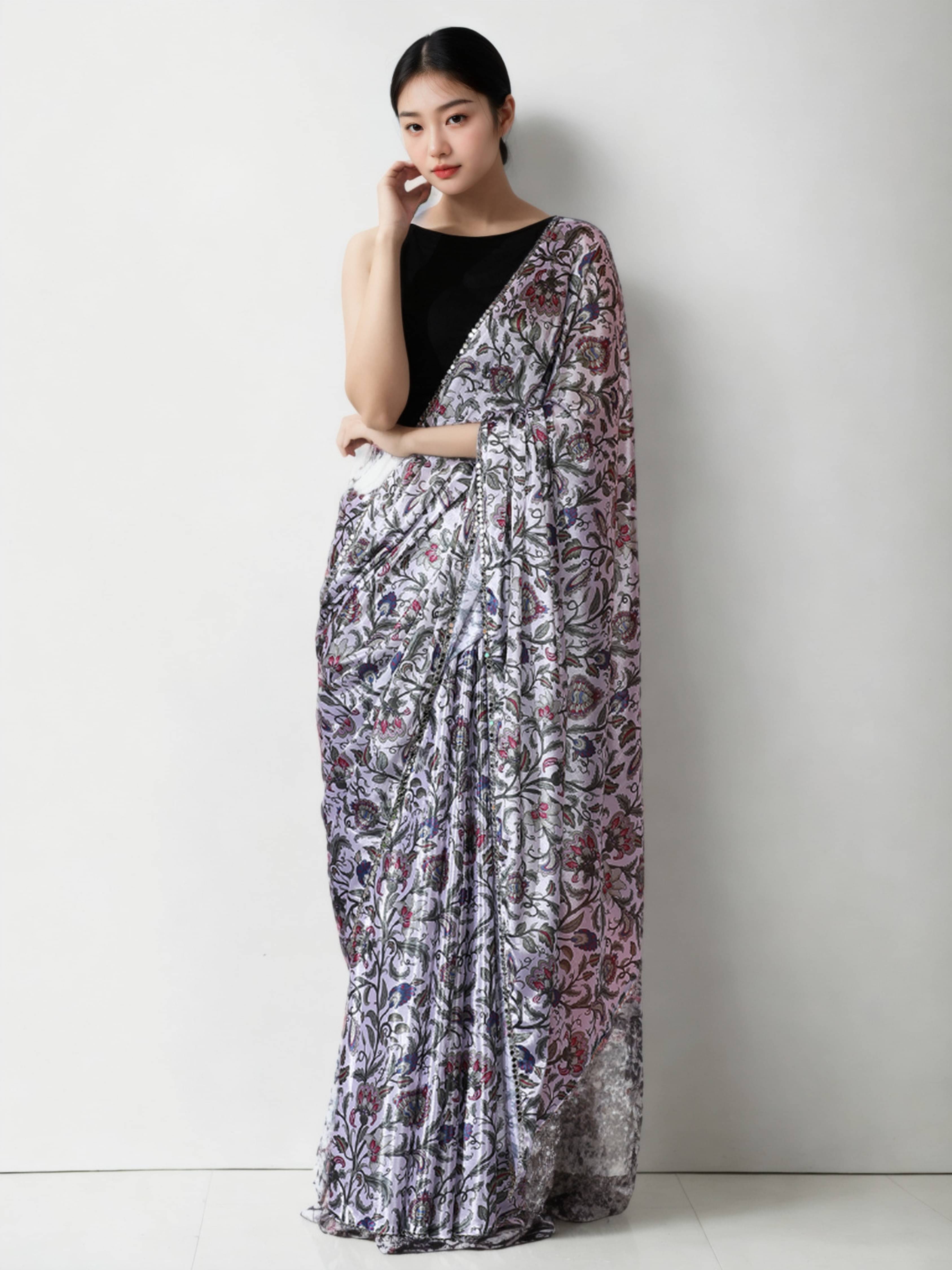     			Panbai sarees Chiffon Solid Regular Saree With Unstitched Blouse Piece ( Grey )
