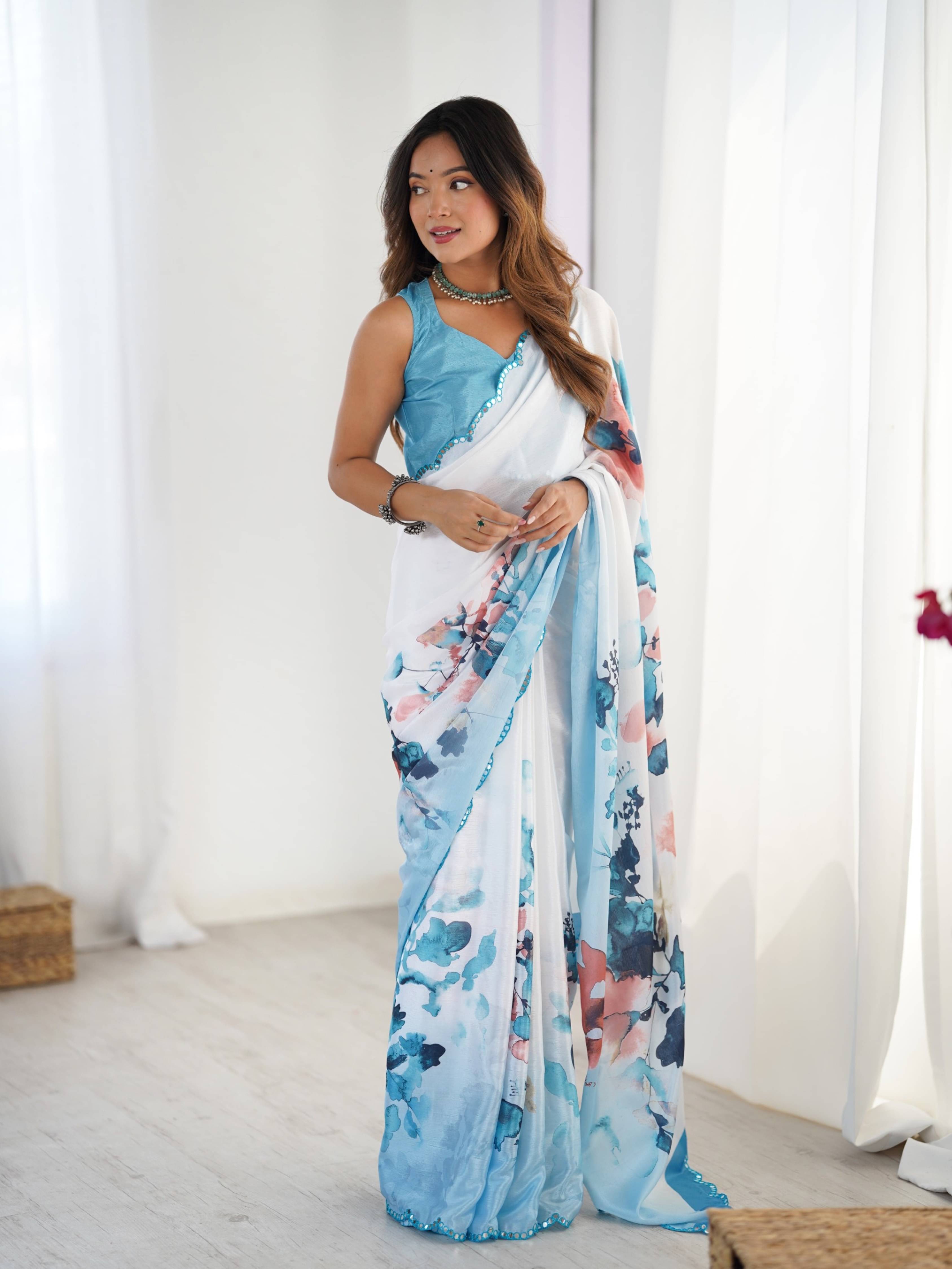 Panbai sarees Chiffon Solid Regular Saree Without Blouse Piece ( Blue ) Panbai sarees Chiffon Solid Regular Saree Without Blouse Piece ( Blue )