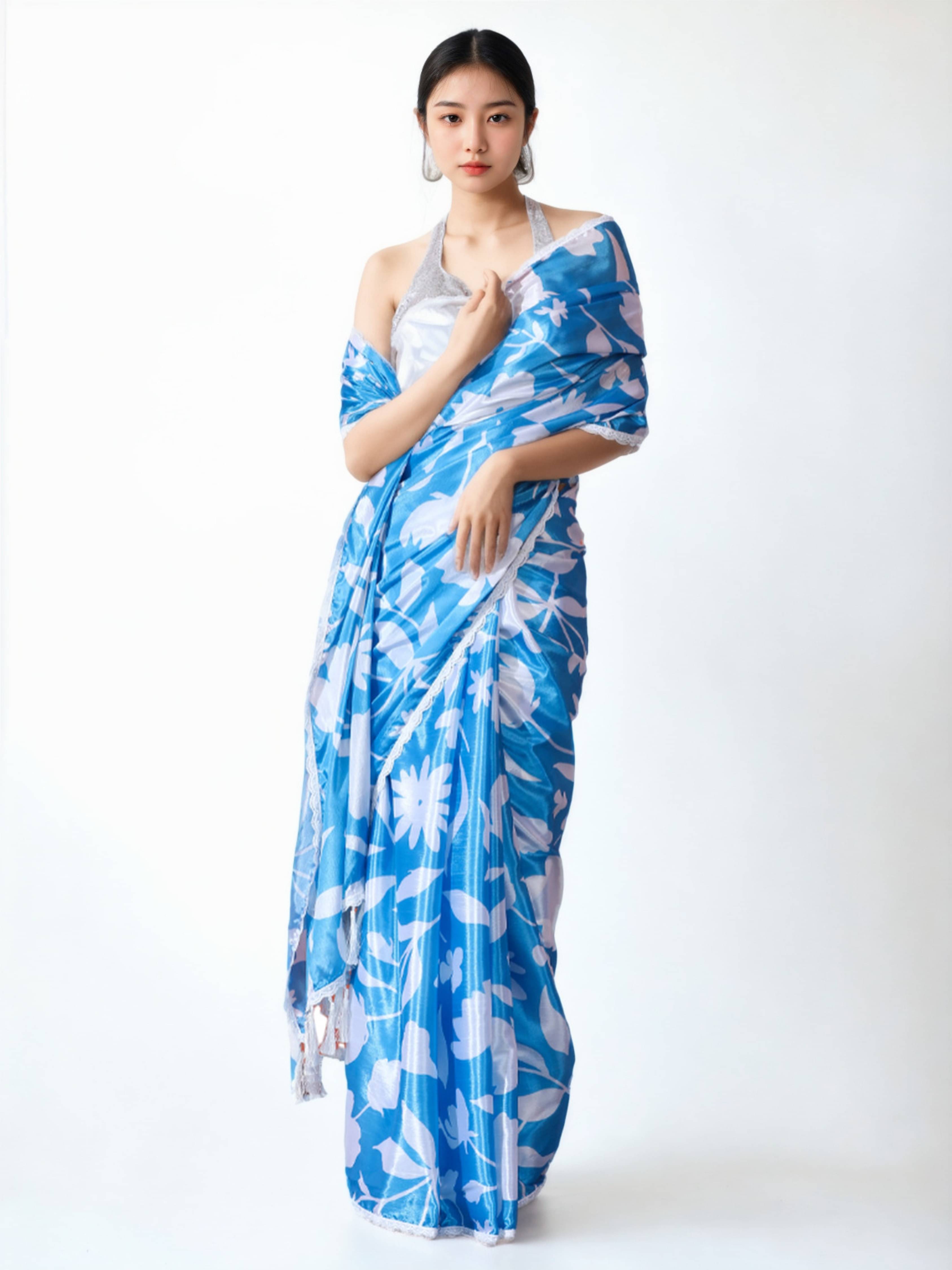 Panbai sarees Chiffon Solid Regular Saree With Unstitched Blouse Piece ( Blue ) Panbai sarees Chiffon Solid Regular Saree With Unstitched Blouse Piece ( Blue )