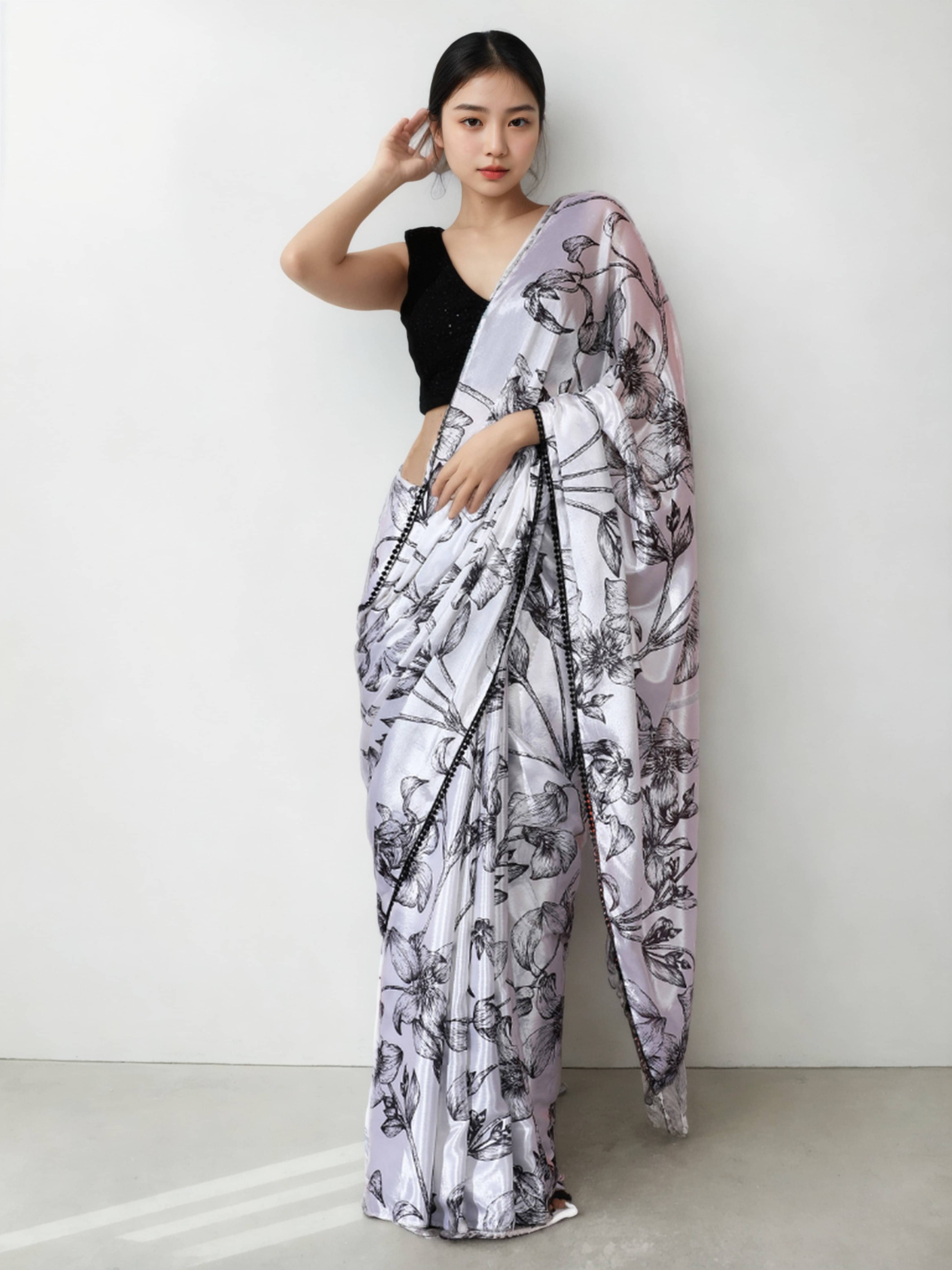     			Panbai sarees Chiffon Solid Regular Saree With Unstitched Blouse Piece ( White )