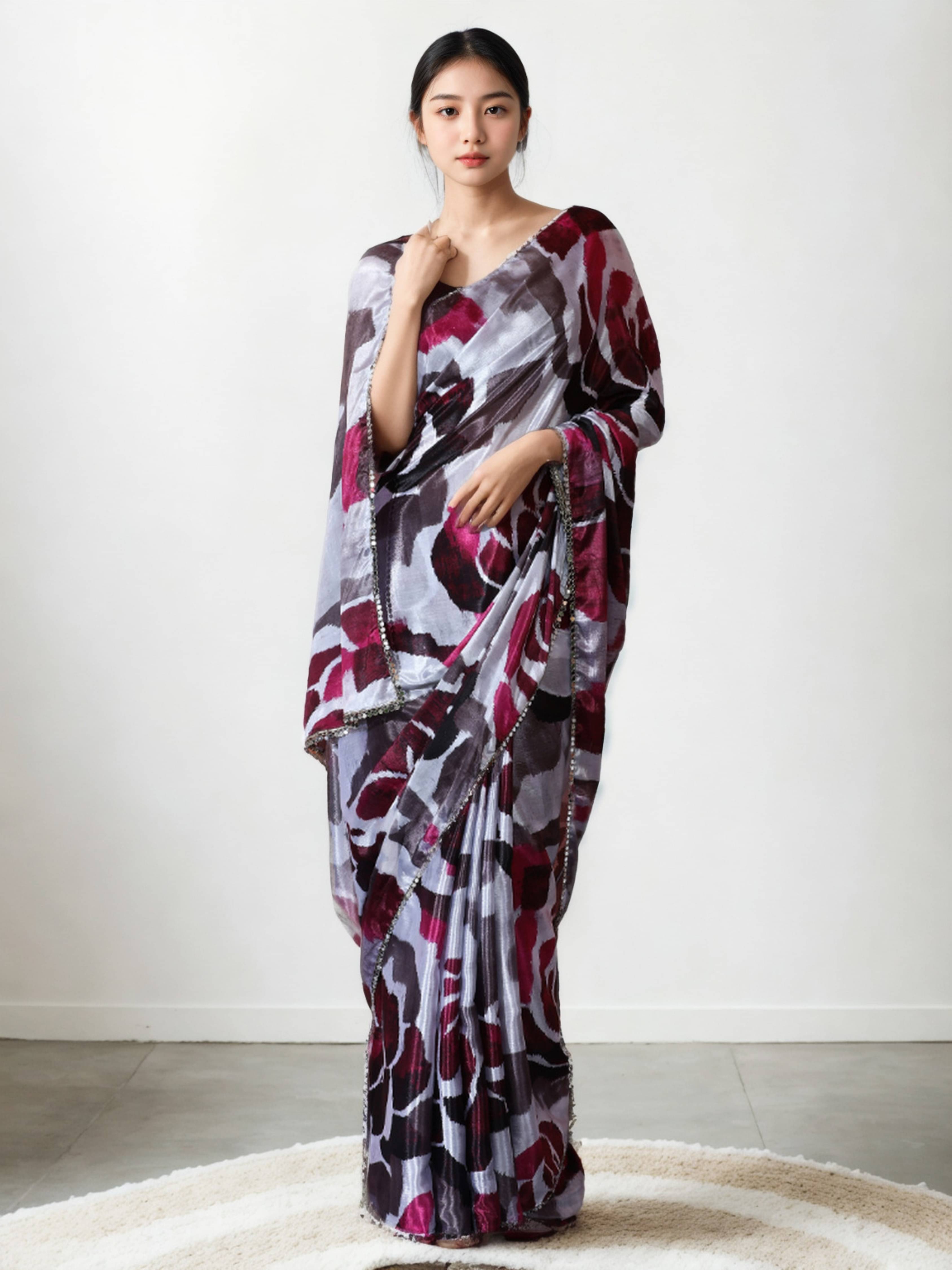 Panbai sarees Chiffon Solid Regular Saree With Unstitched Blouse Piece ( Grey )     			Panbai sarees Chiffon Solid Regular Saree With Unstitched Blouse Piece ( Grey )