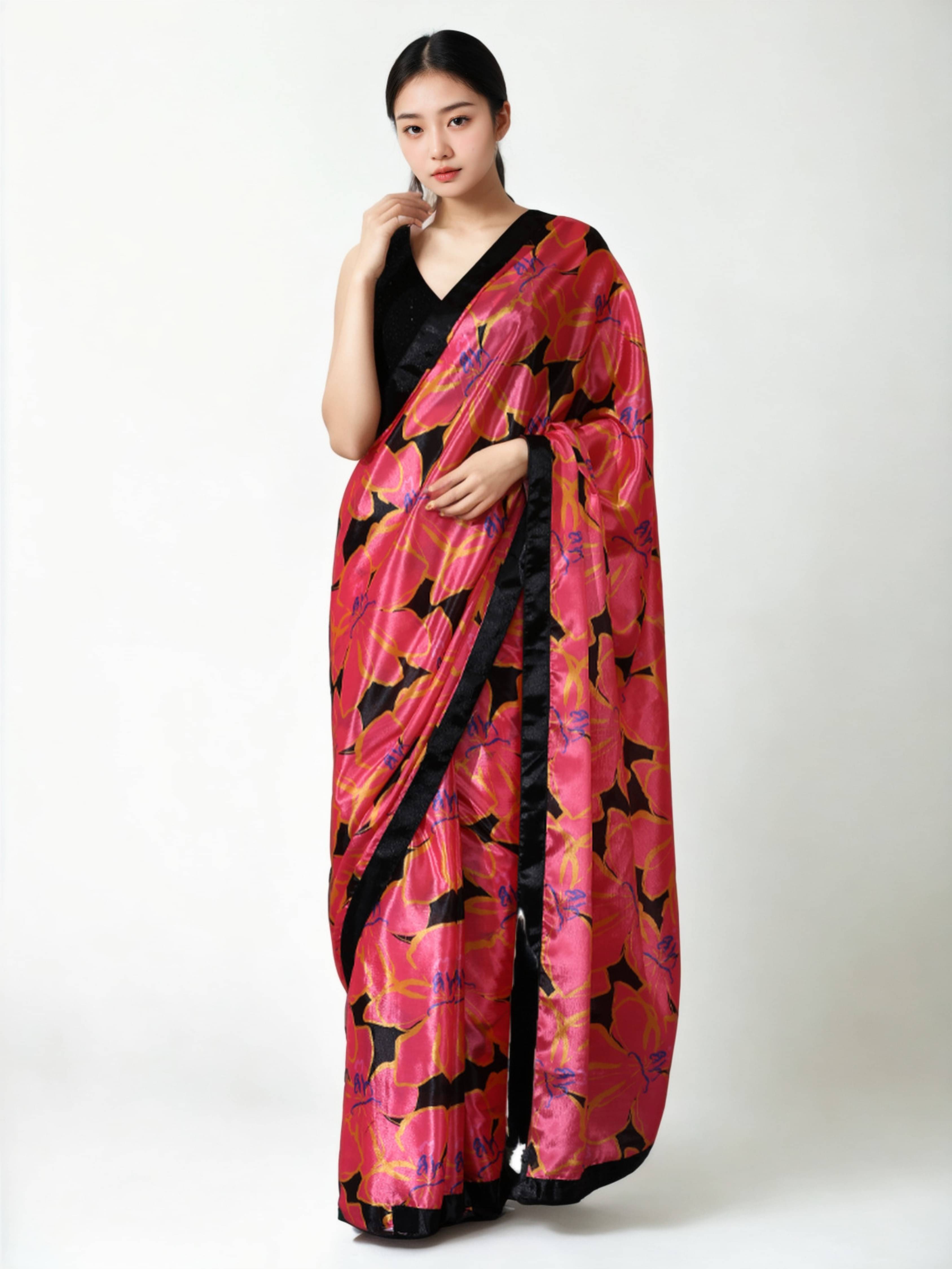     			Panbai sarees Chiffon Solid Regular Saree With Unstitched Blouse Piece ( Pink )