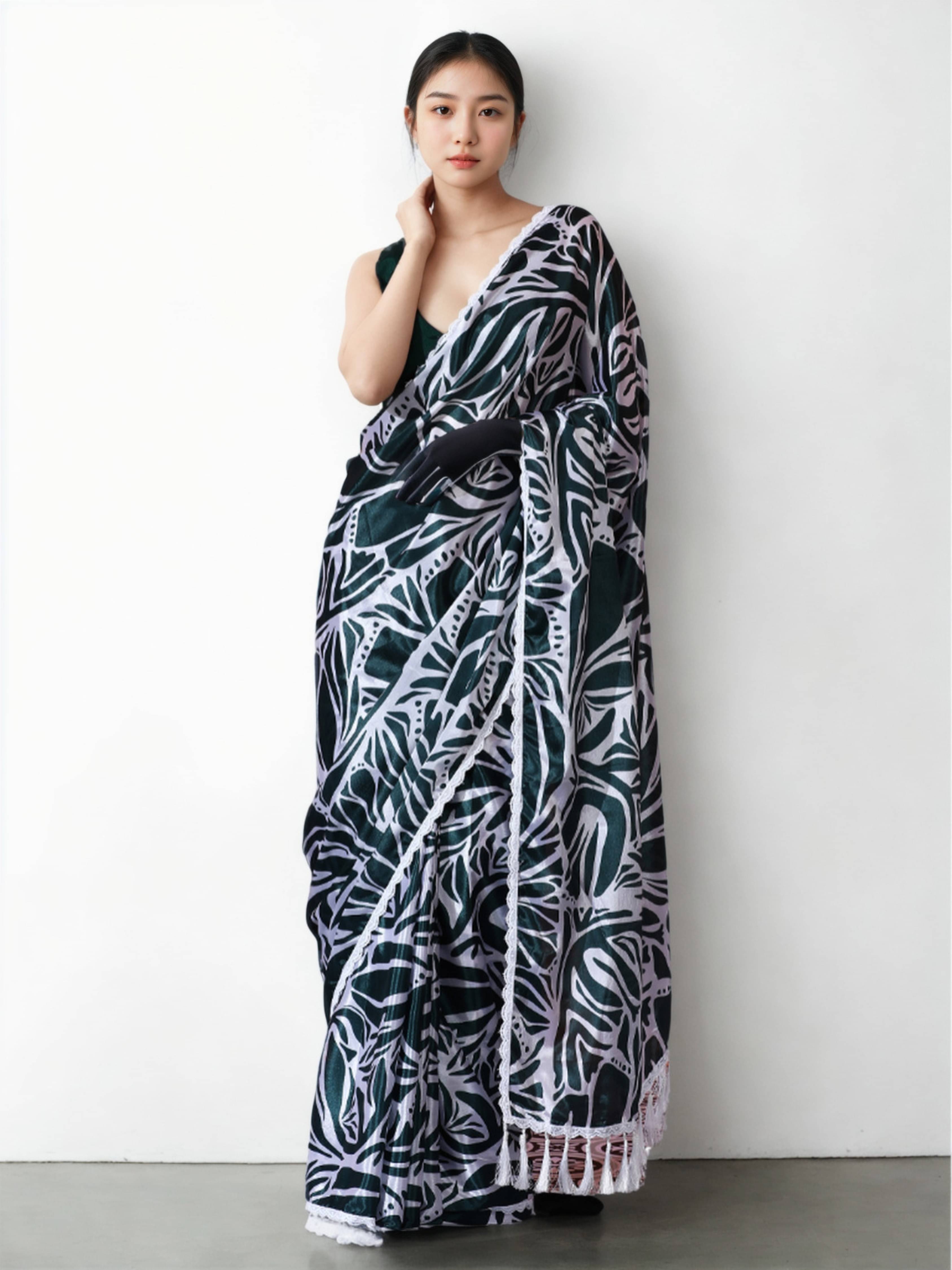     			Panbai sarees Chiffon Solid Regular Saree With Unstitched Blouse Piece ( Teal )