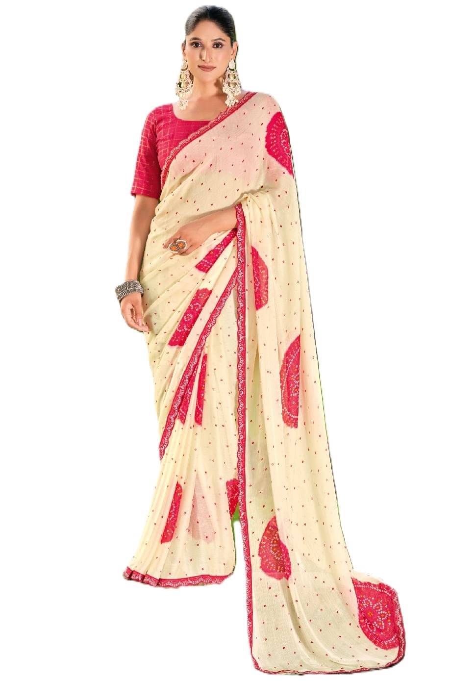     			Panbai sarees Chiffon Solid Regular Saree Without Blouse Piece ( Magenta )