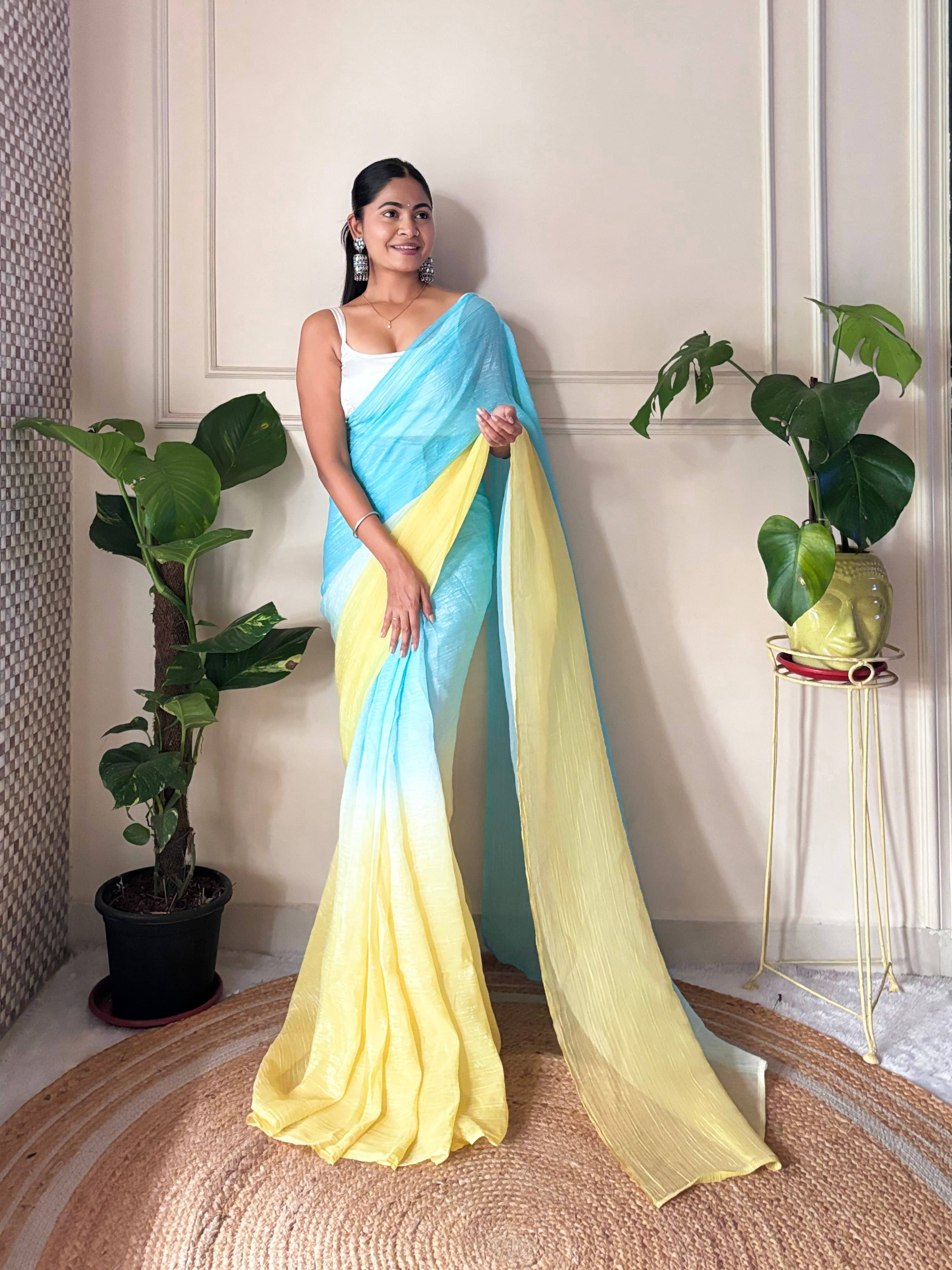     			Panbai sarees Chiffon Solid Regular Saree Without Blouse Piece ( Yellow )