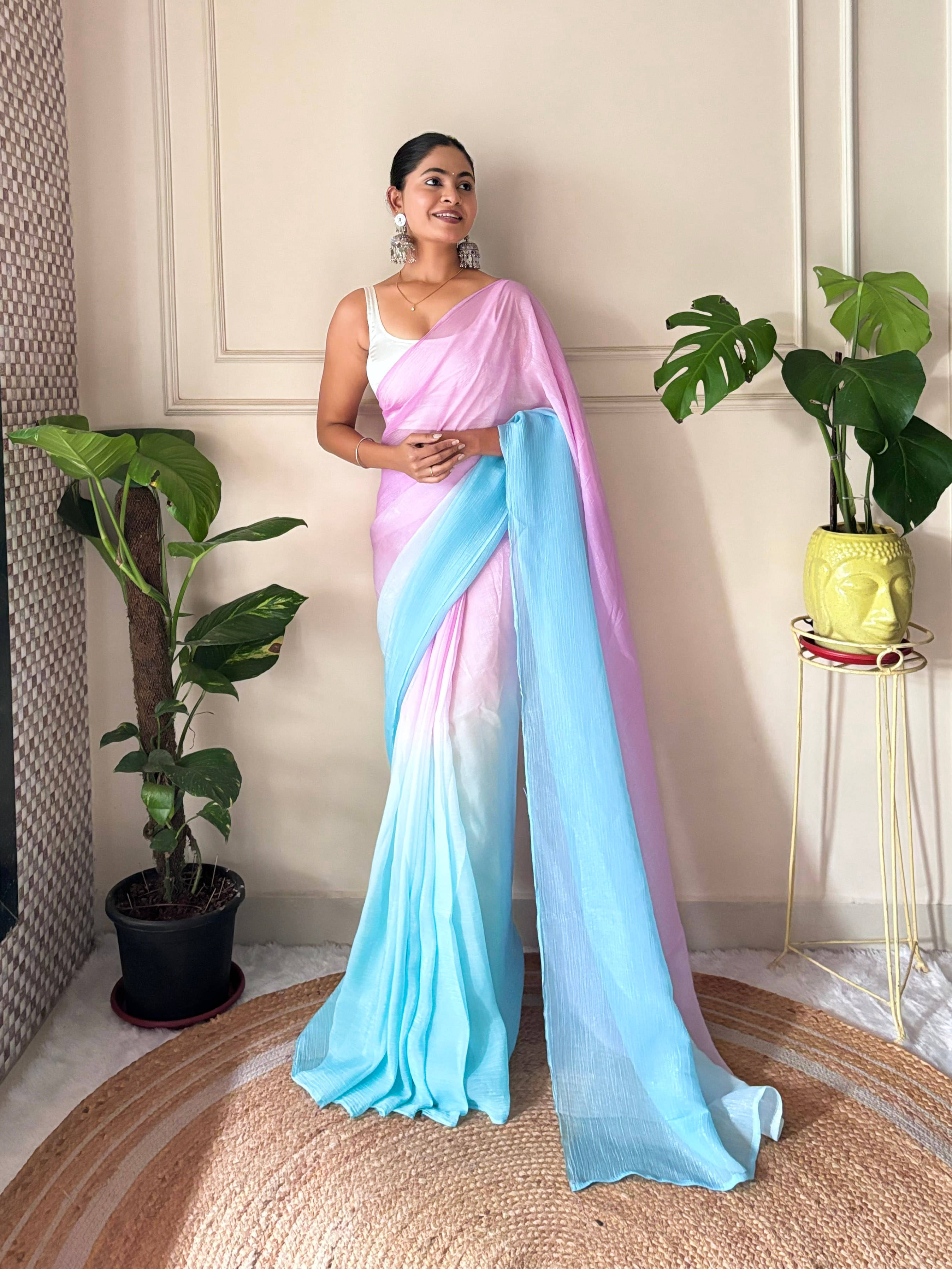 Panbai sarees Chiffon Solid Regular Saree Without Blouse Piece ( Blue ) Panbai sarees Chiffon Solid Regular Saree Without Blouse Piece ( Blue )