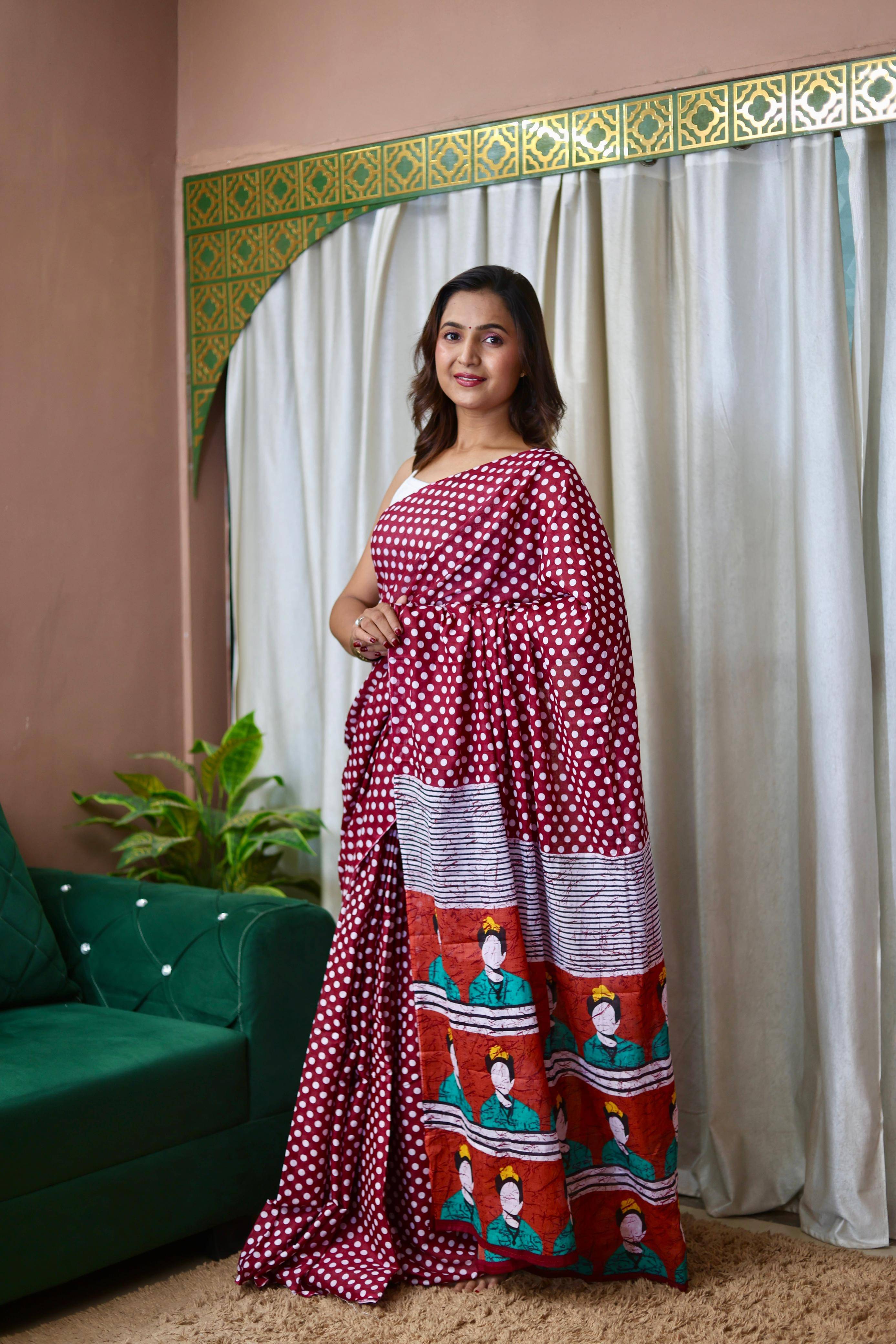     			Panbai sarees Cotton Solid Regular Saree Without Blouse Piece ( Maroon )