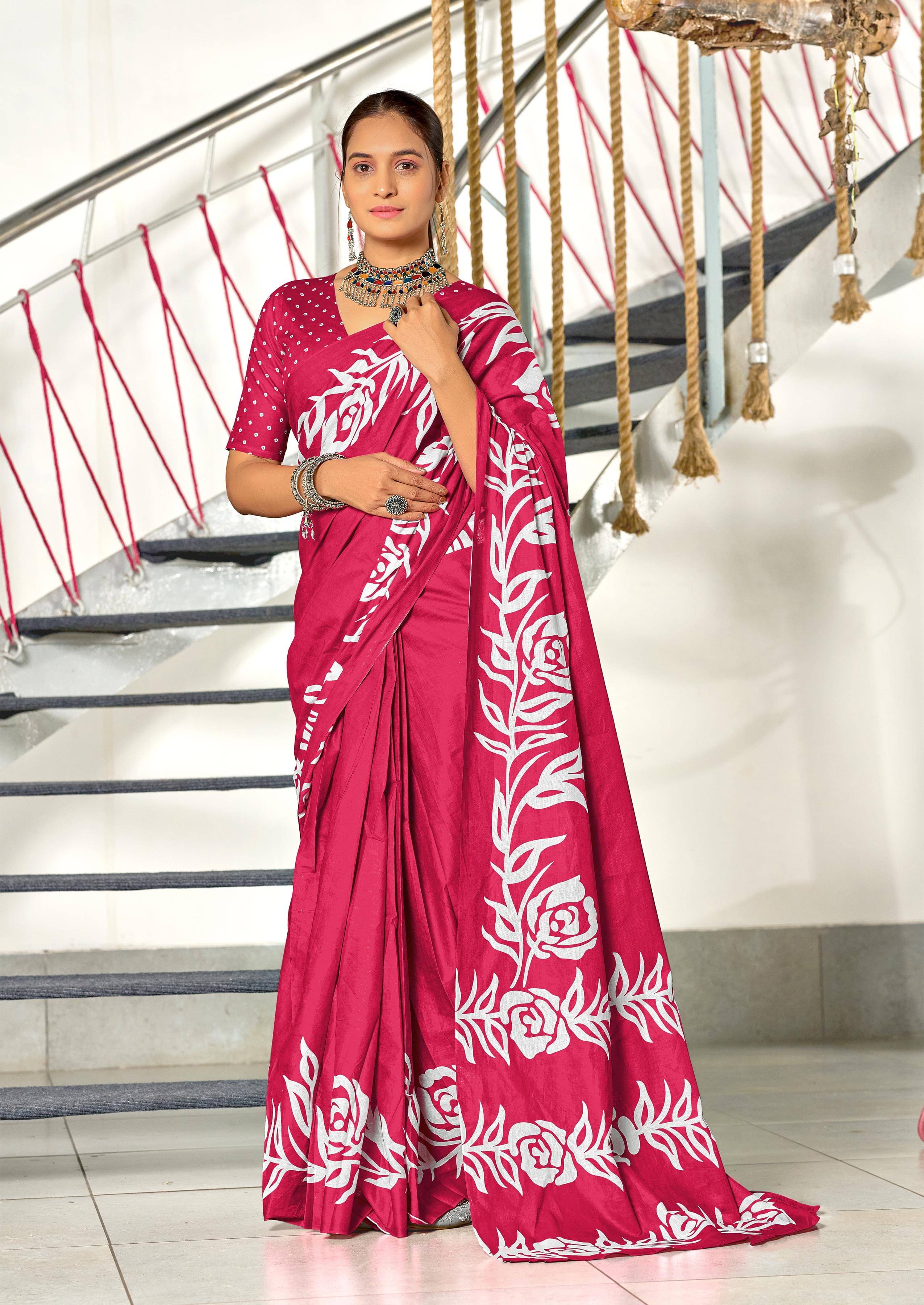     			Panbai sarees Cotton Solid Regular Saree Without Blouse Piece ( Pink )