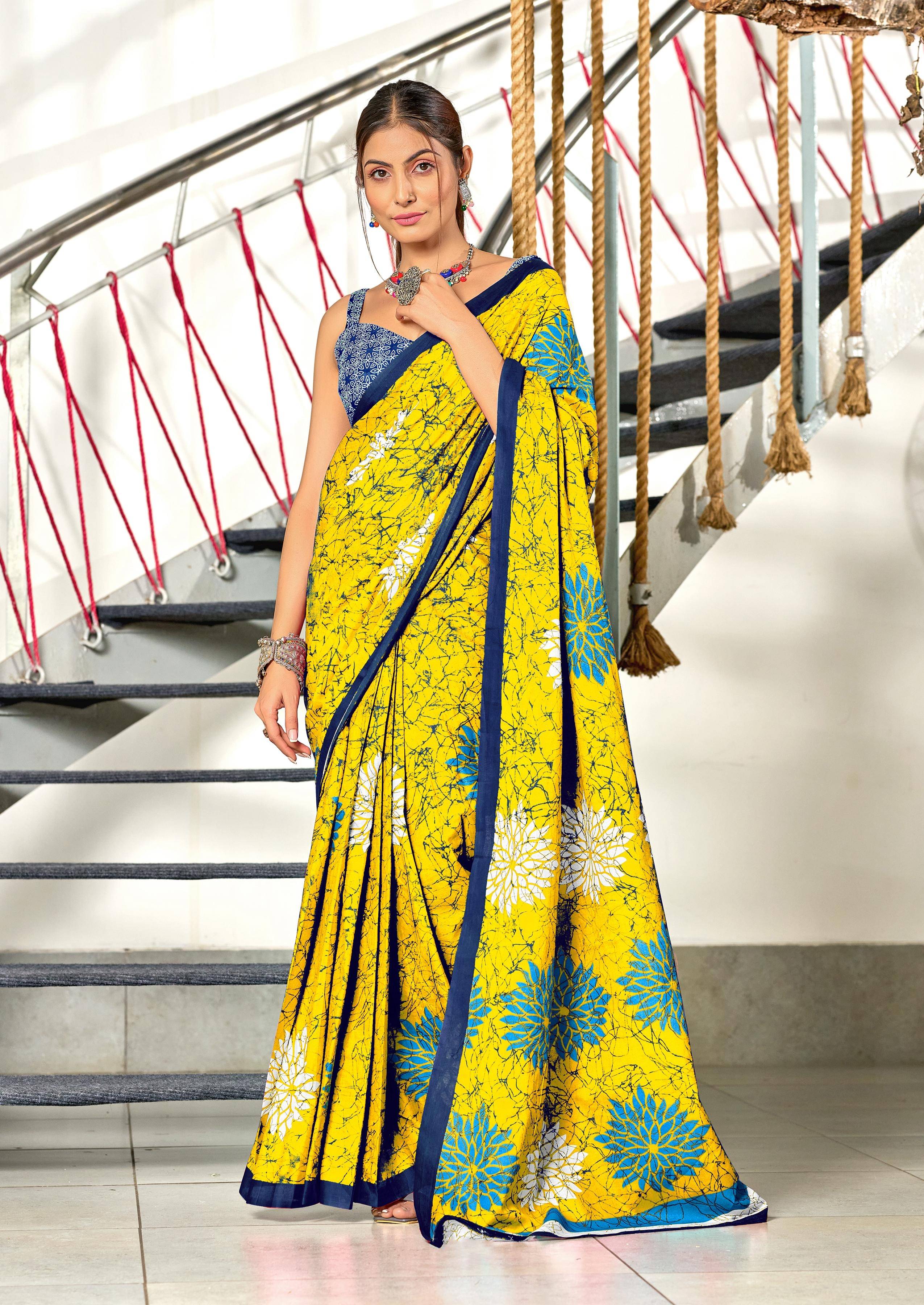     			Panbai sarees Cotton Solid Regular Saree Without Blouse Piece ( Yellow )