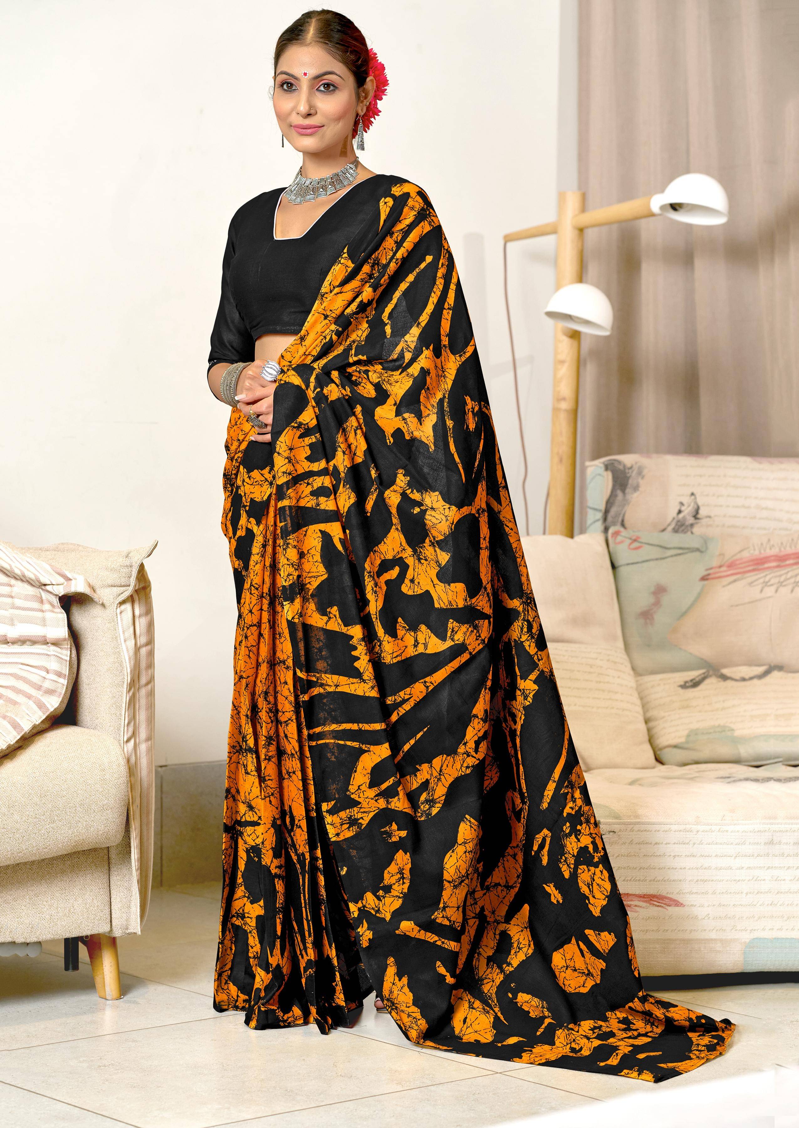     			Panbai sarees Cotton Solid Regular Saree Without Blouse Piece ( Yellow )