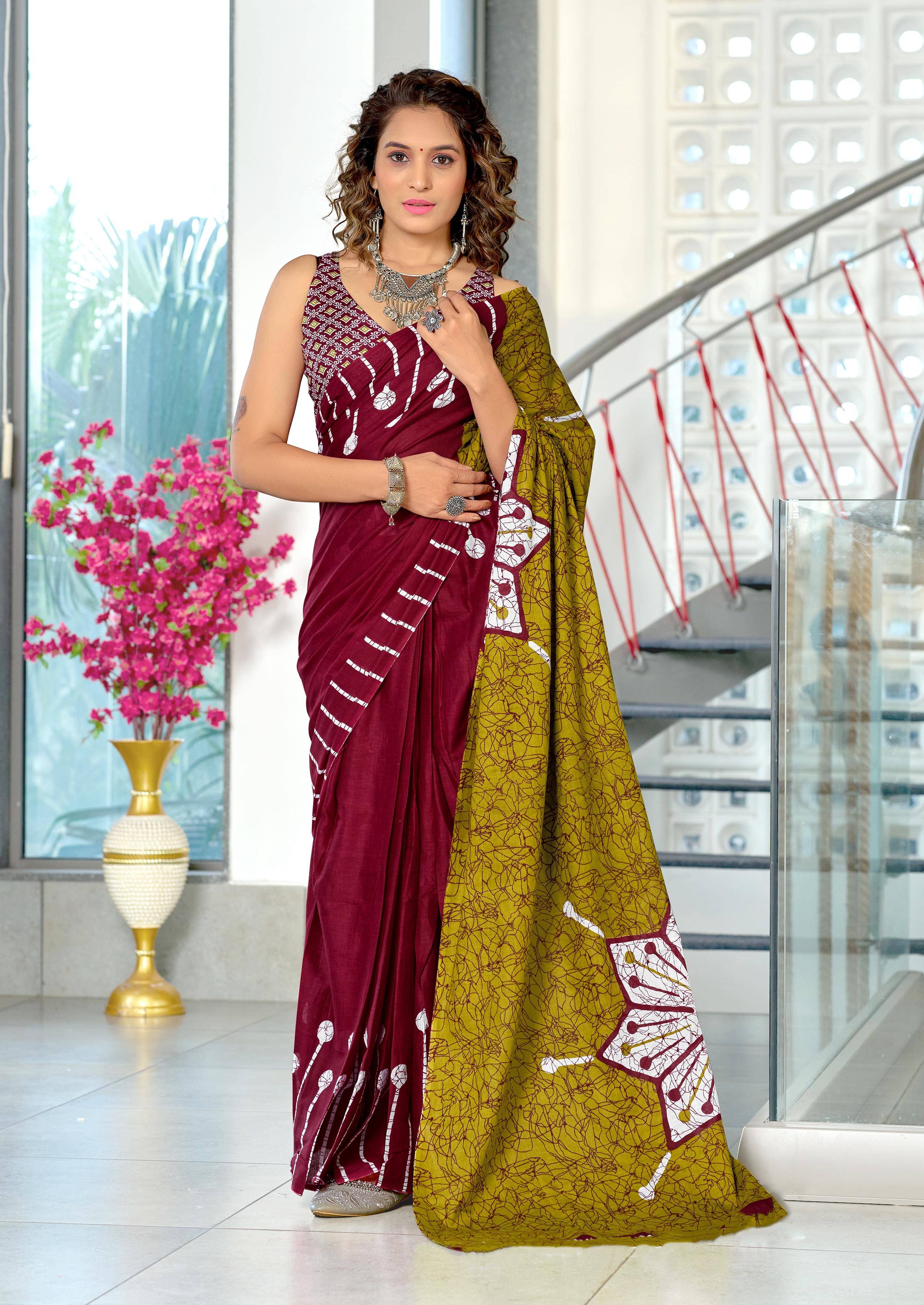     			Panbai sarees Cotton Solid Regular Saree Without Blouse Piece ( Maroon )