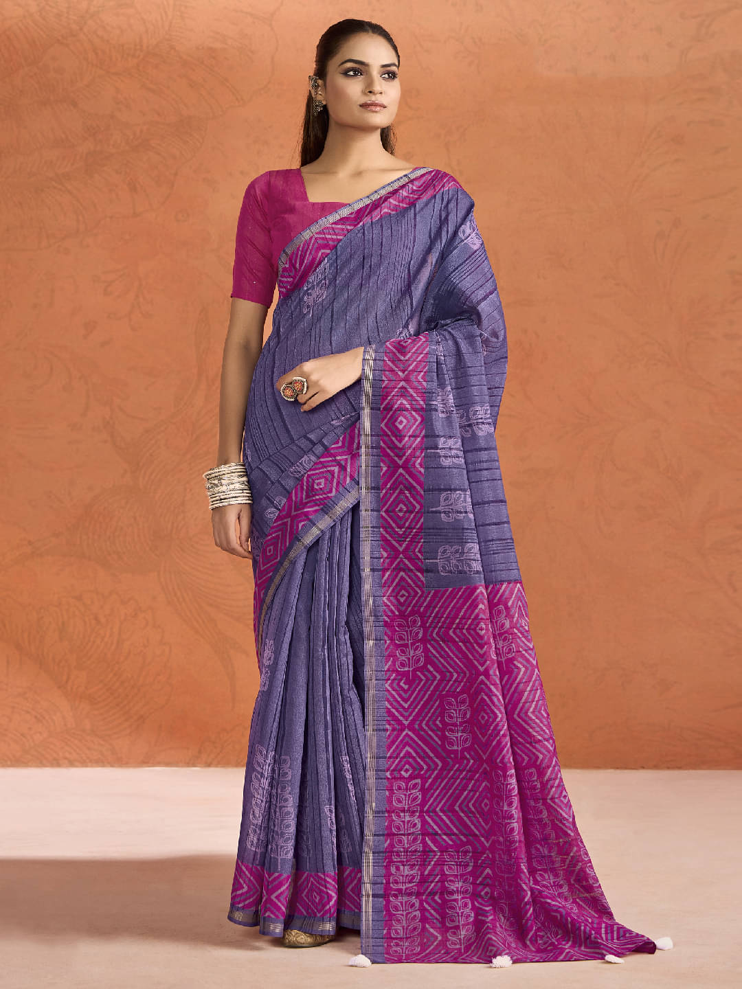     			Panbai sarees Cotton Solid Regular Saree Without Blouse Piece ( Lavender )